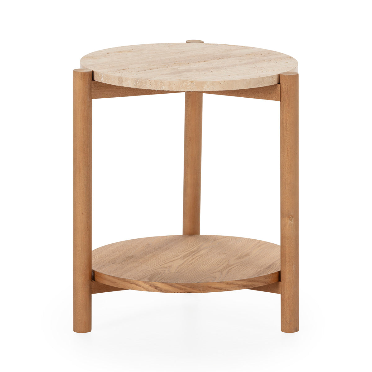 Mesa auxiliar de madera y mármol travertino Positano