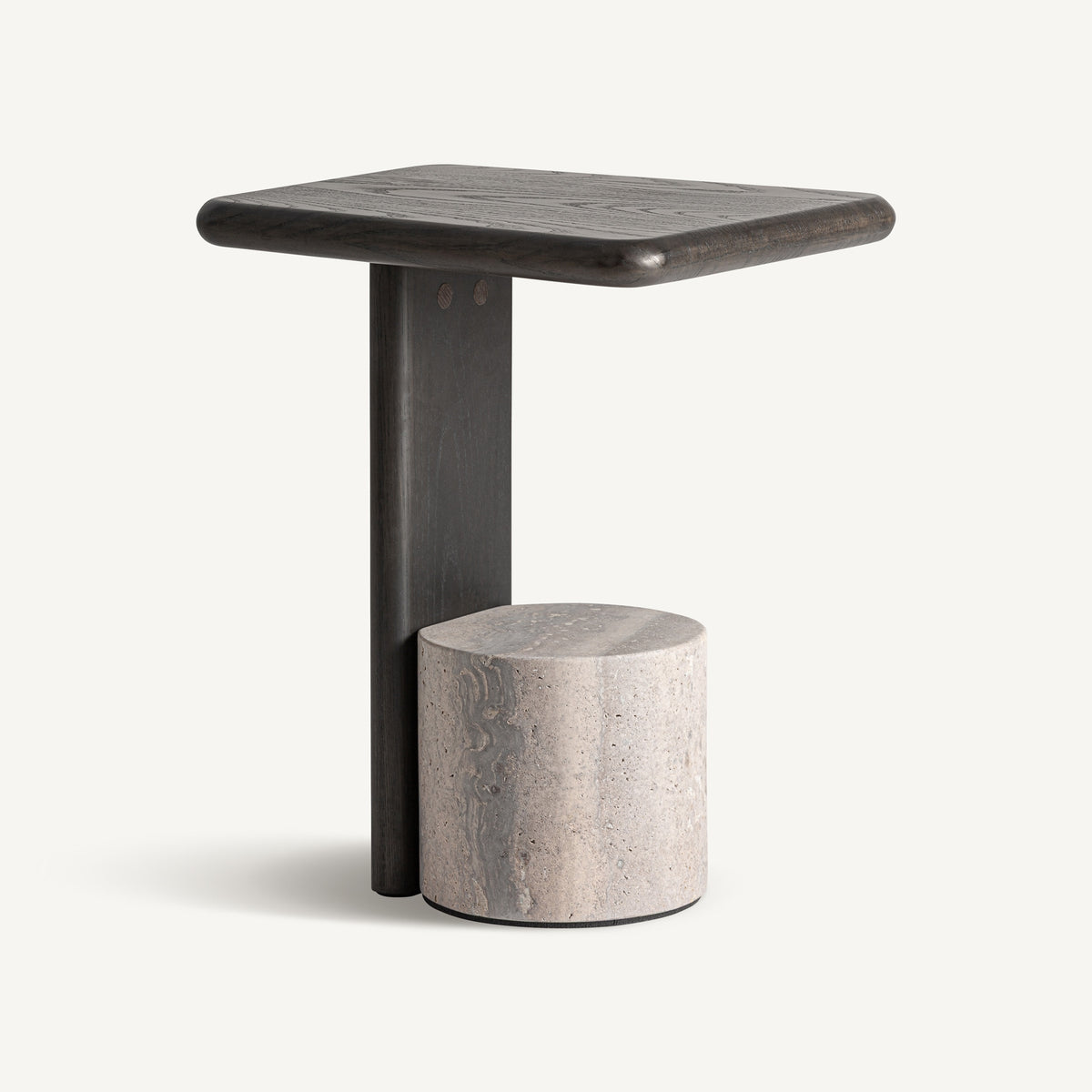 Mesa auxiliar de travertino y fresno Sauce