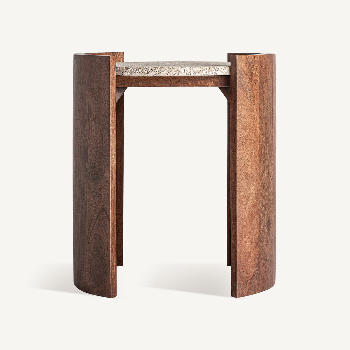 Mesa auxiliar de travertino y mango Alhucema