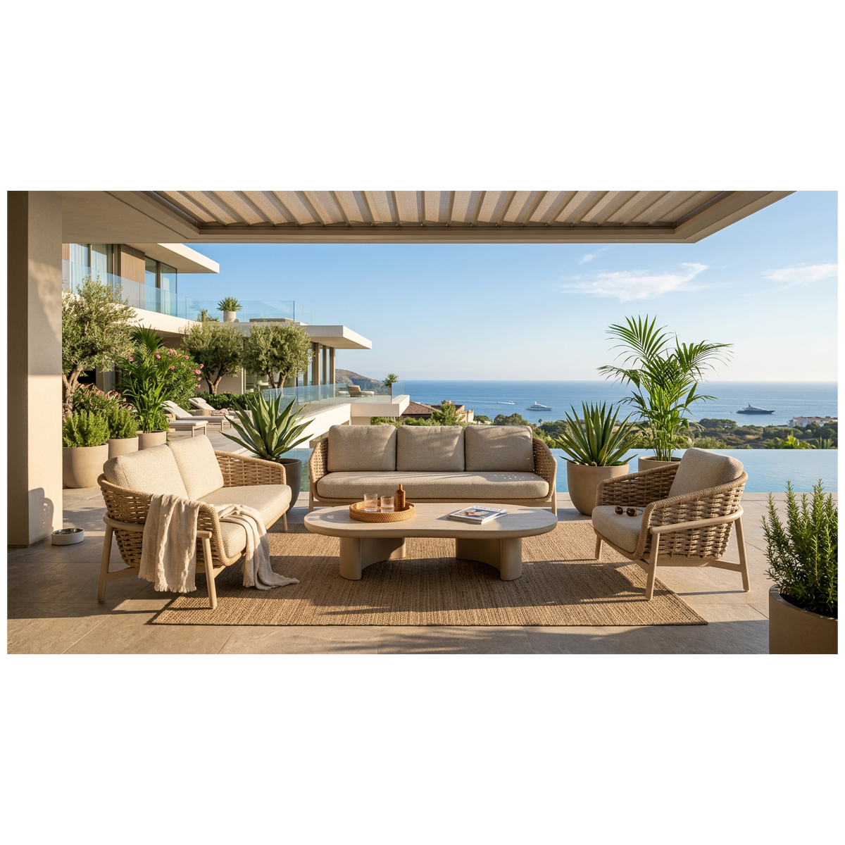 Mesa de centro ovalada de aluminio y porcelánico 180 Boltaña