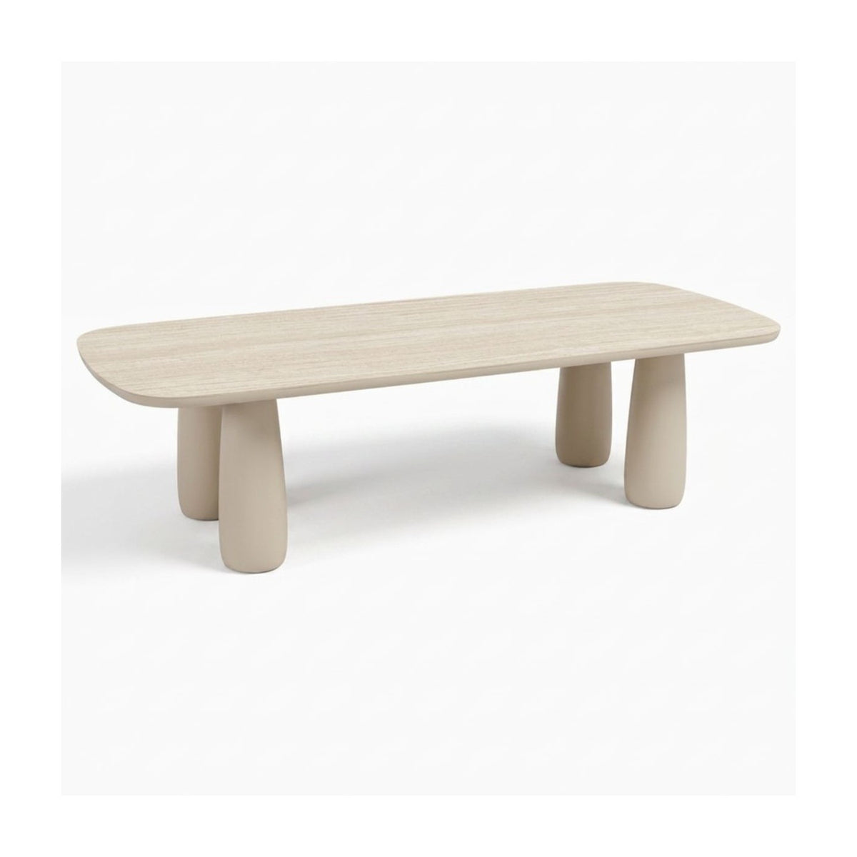 Mesa de comedor de exterior de aluminio arena y porcelánico Gistaín