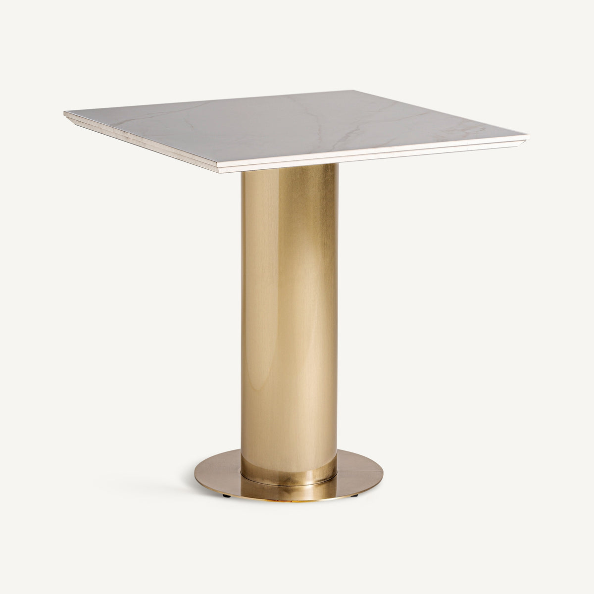 Mesa de bar de porcelánico y acero dorado Orán