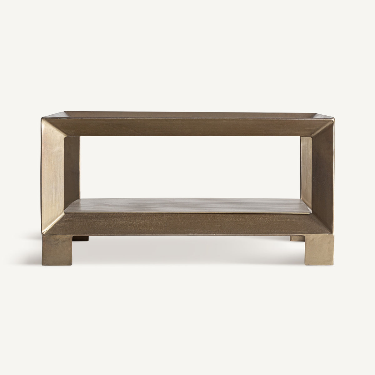 Mesa de centro de hierro dorado y vidrio Temara