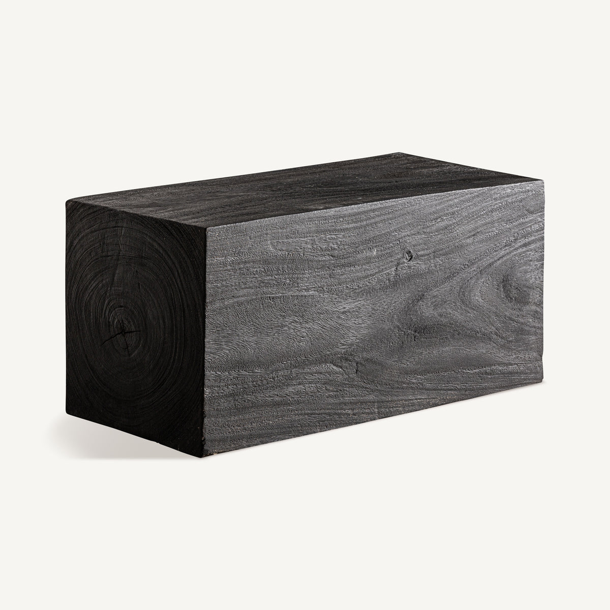 Mesa de centro de madera de suar negra Midoun 80 cm