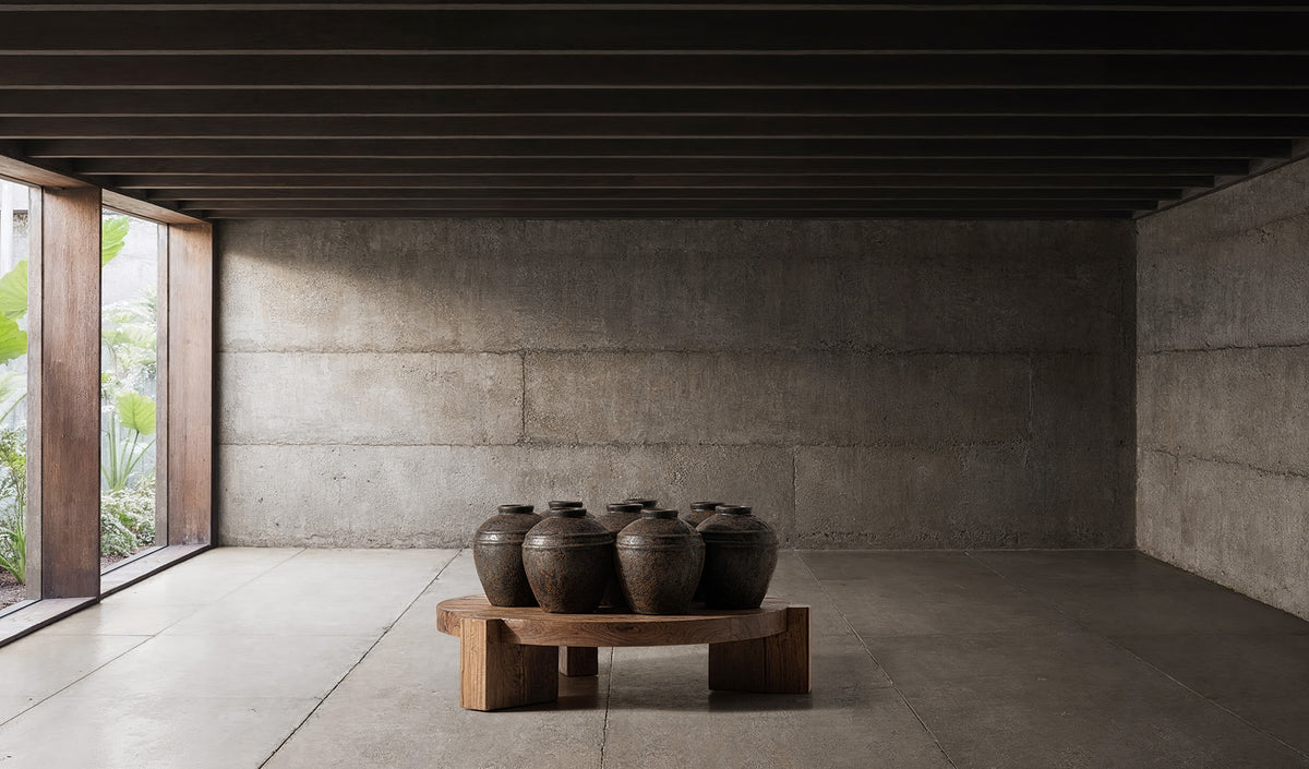 Mesa de centro de madera maciza Polignano 127 x 133 cm