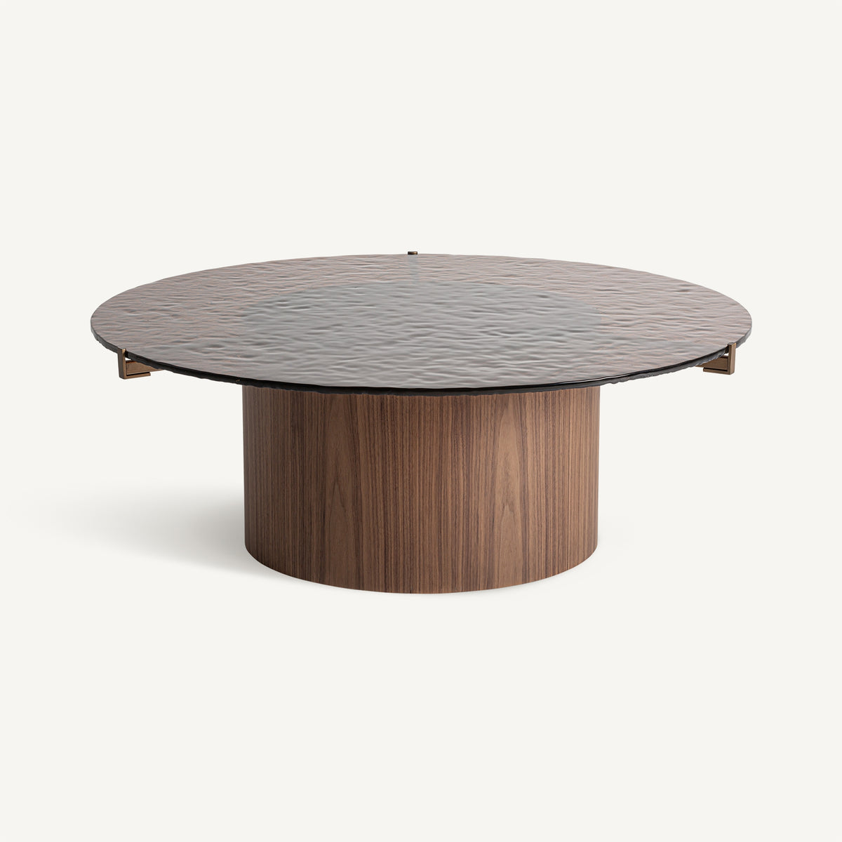 Mesa de centro de madera y cristal ámbar Pizzo
