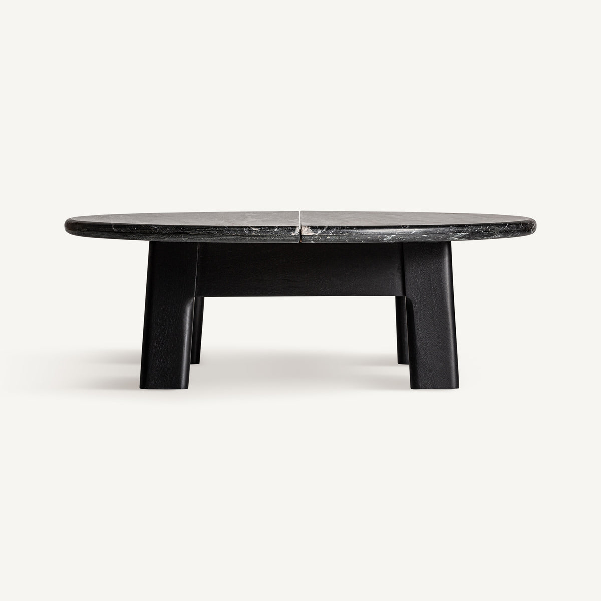 Mesa de centro de mármol negro y roble Restinga 100 x 100 cm