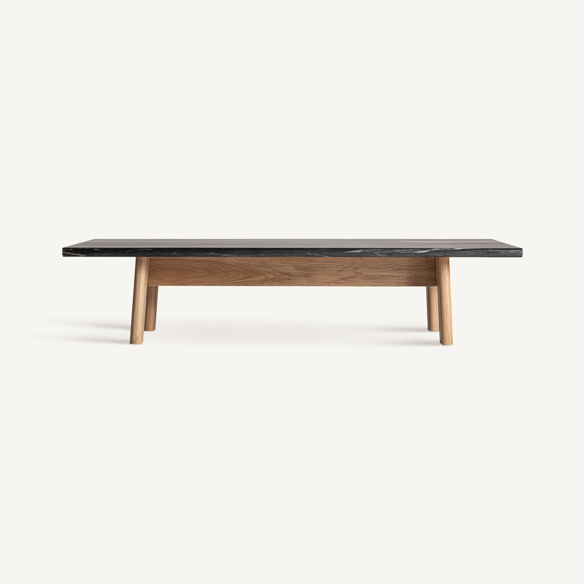 Mesa de centro de mármol y roble Sperlonga