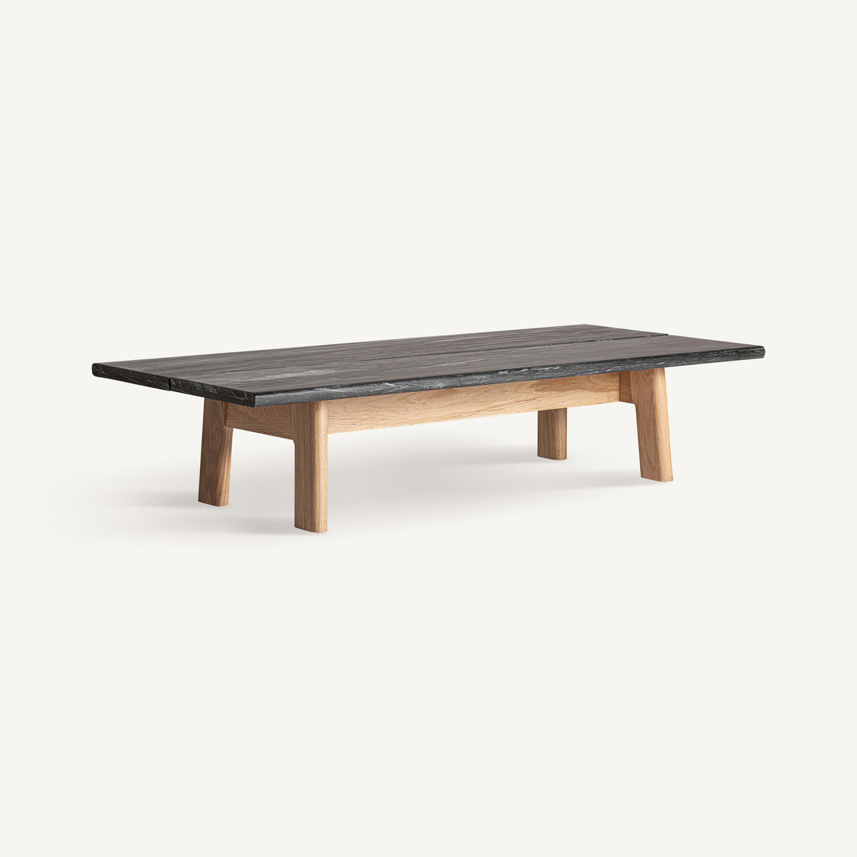 Mesa de centro de mármol y roble Sperlonga