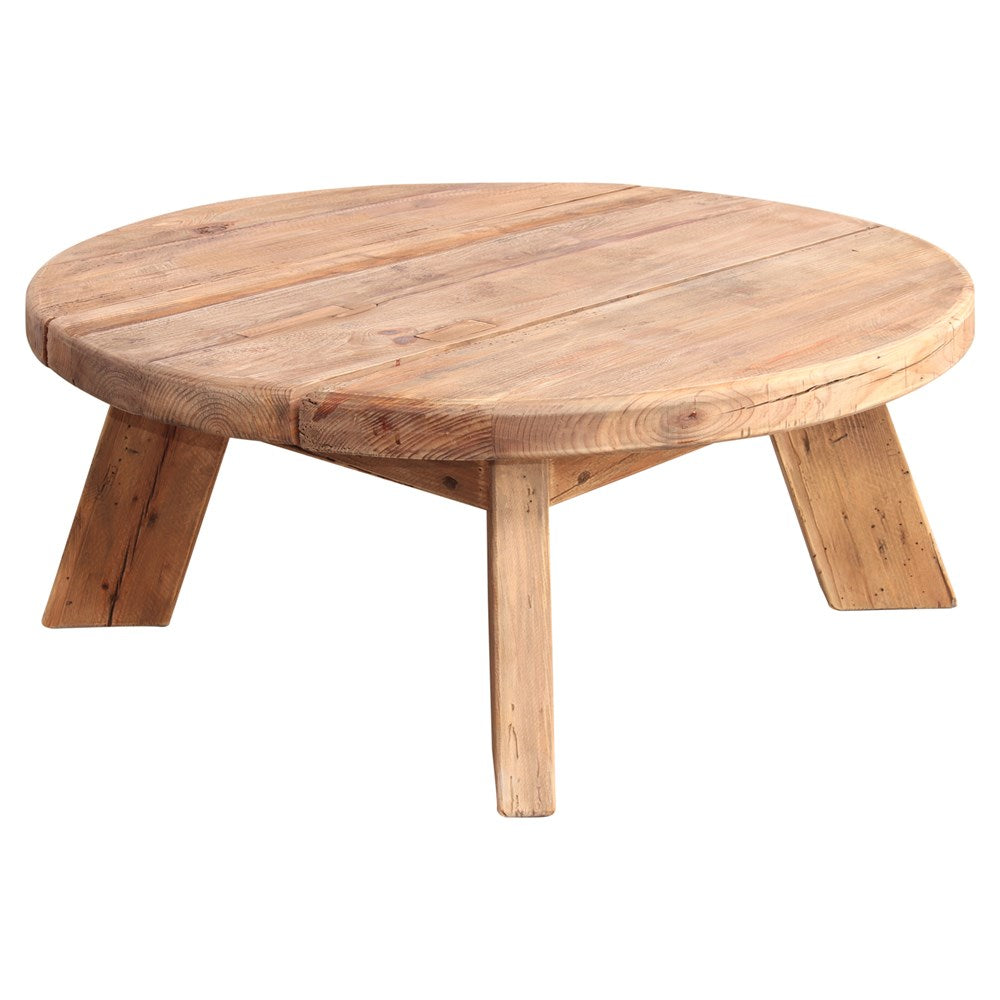 Mesa de centro redonda de pino macizo Blas
