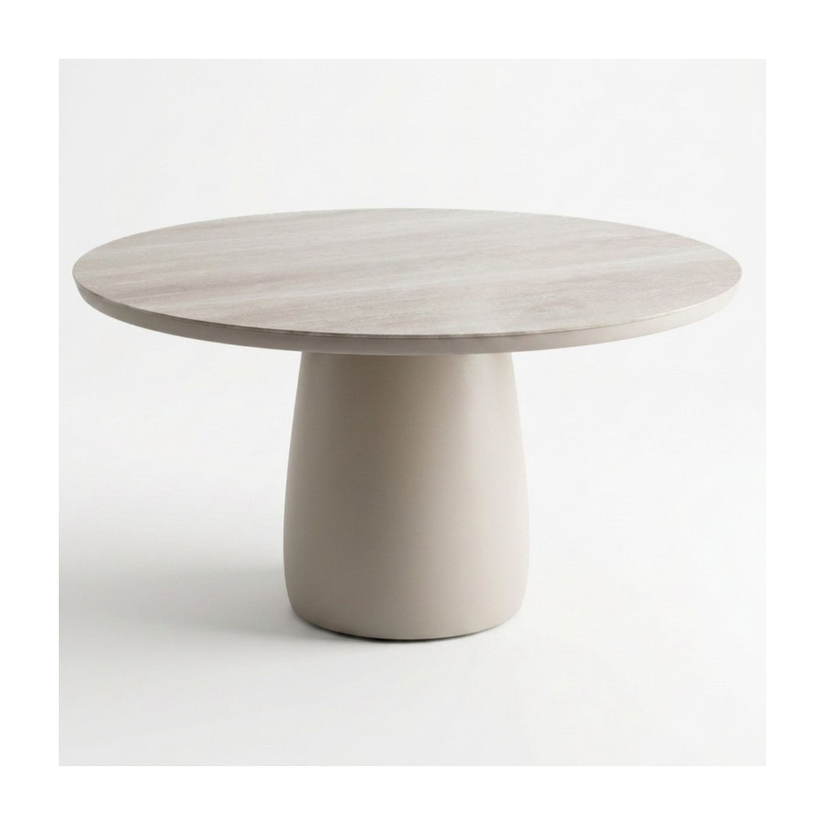 Mesa de comedor redonda de exterior de aluminio y porcelánico Graus