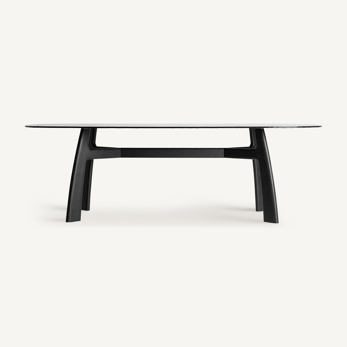 Mesa de comedor de fresno y cristal Ohanes