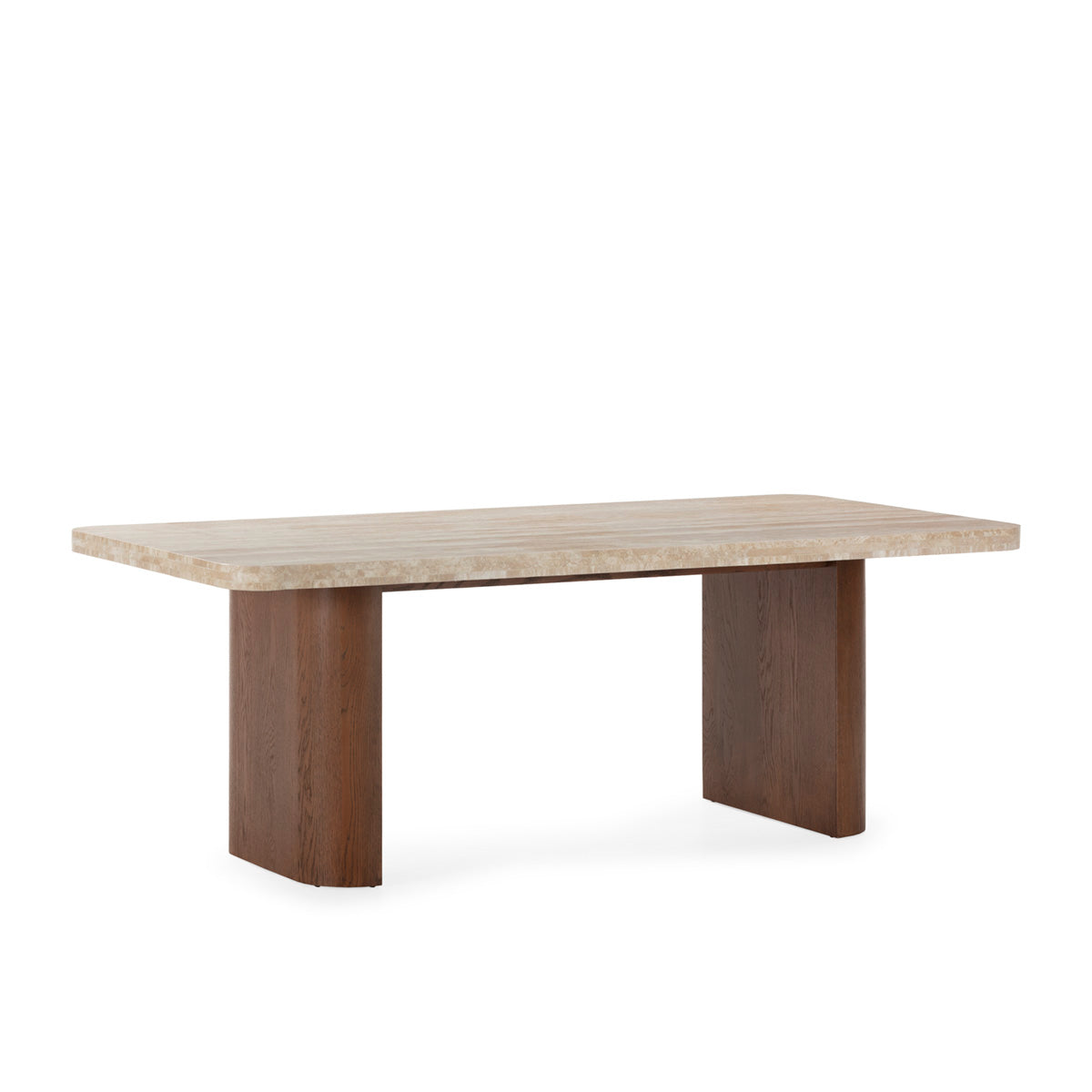 Mesa de comedor de madera y mármol travertino Aurora