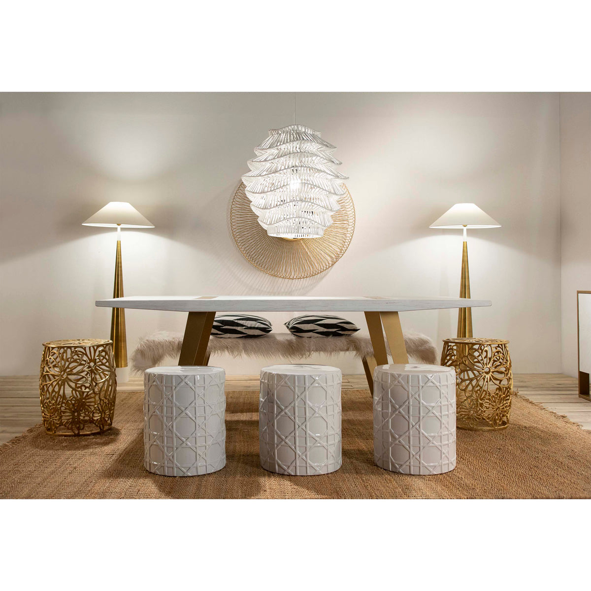 Mesa de comedor de madera y metal Nazaré