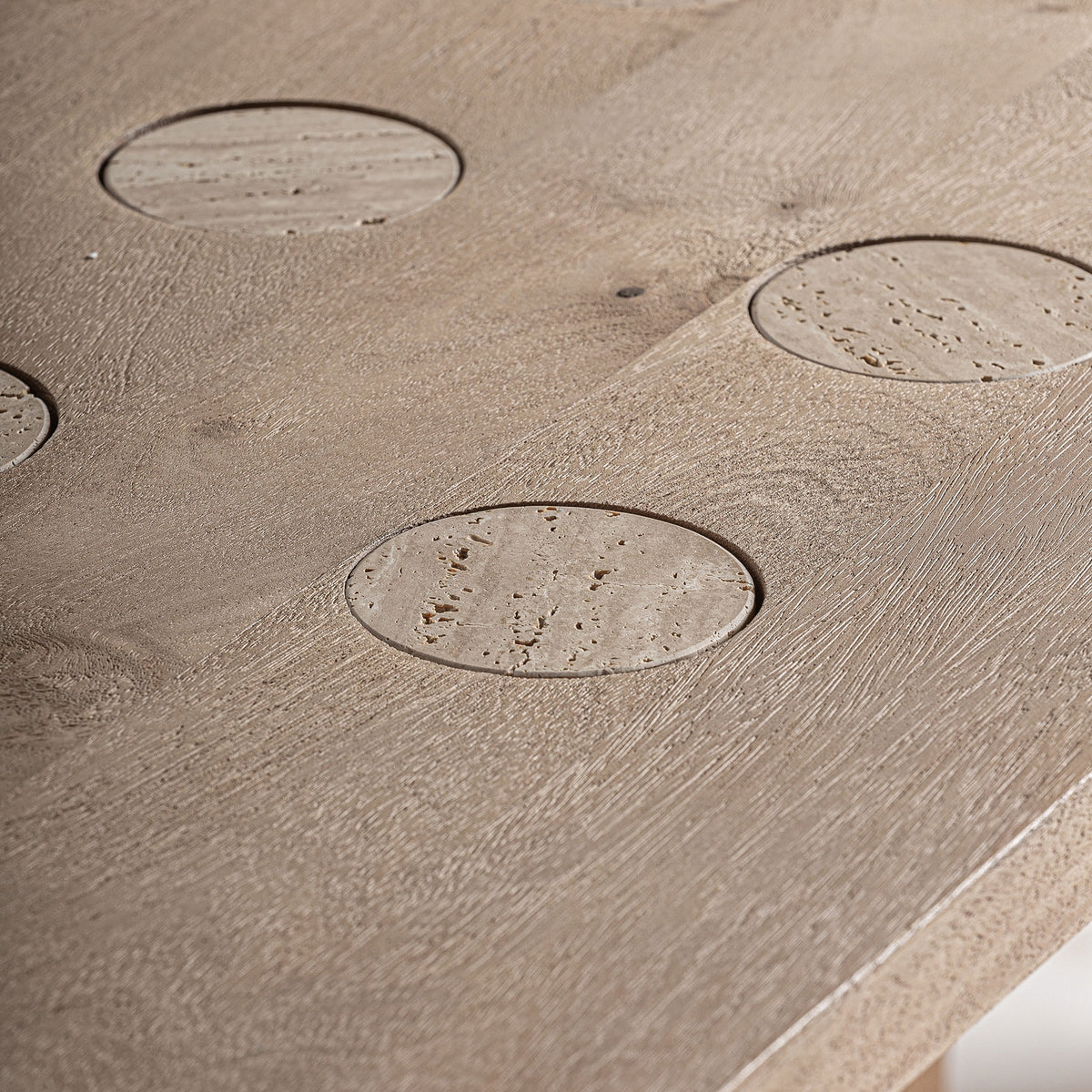 Mesa de comedor de mango y travertino Mojácar 250 x 110 cm