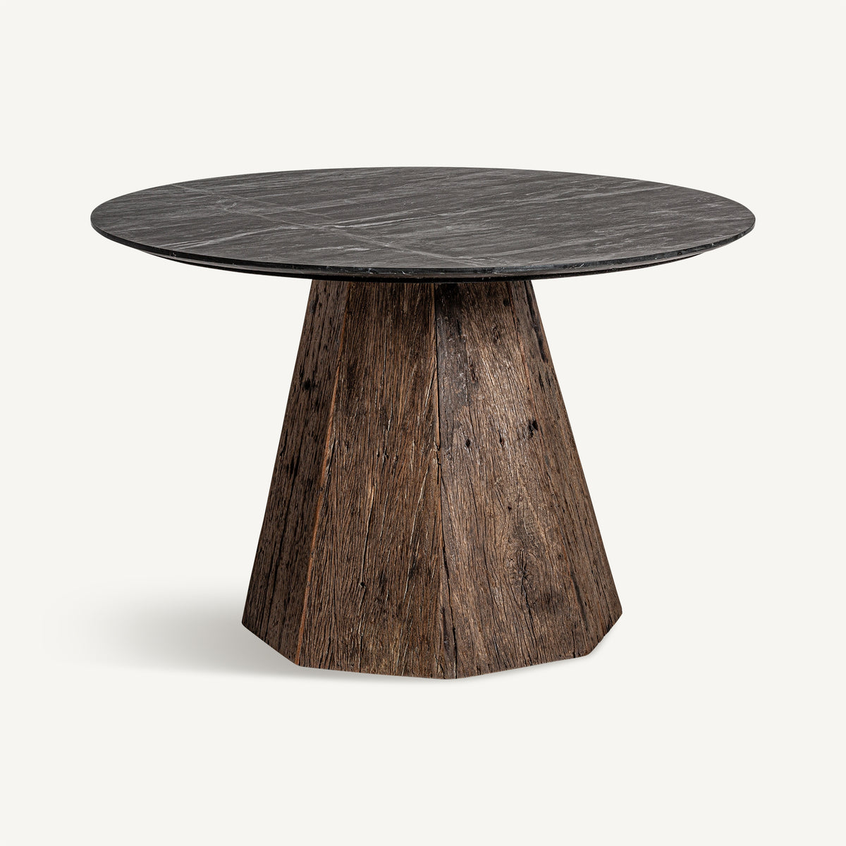 Mesa de comedor de mármol y madera recuperada Alboloduy