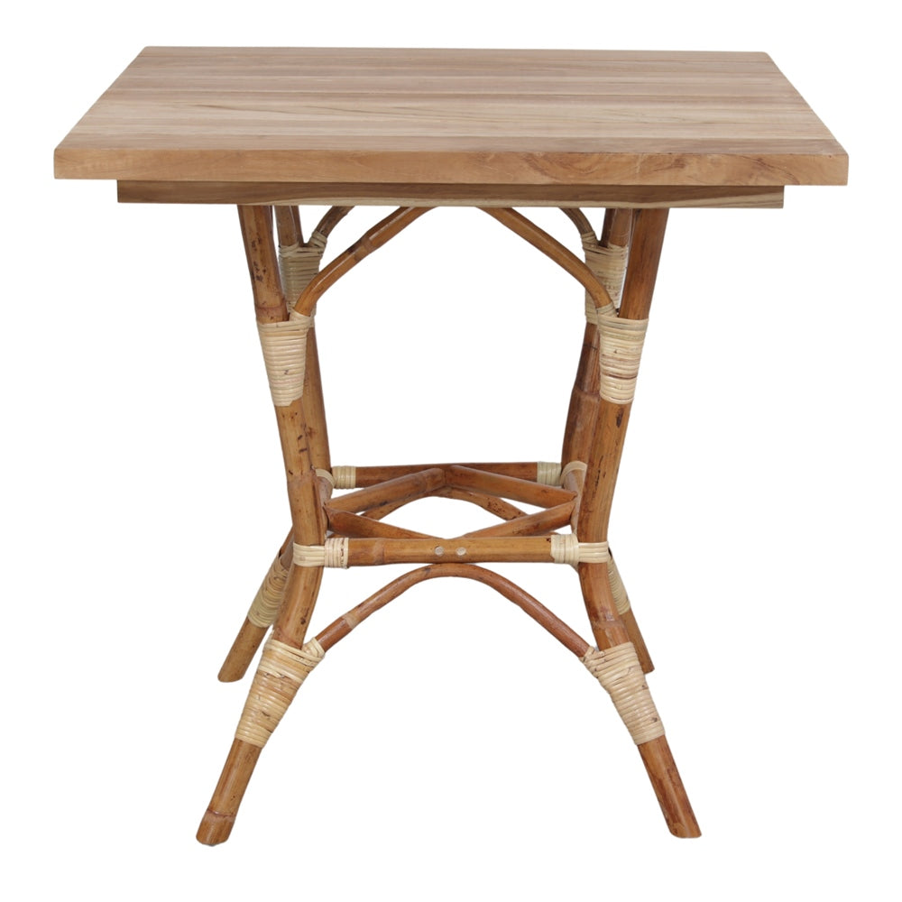 Mesa de comedor de ratán y teca Filipa