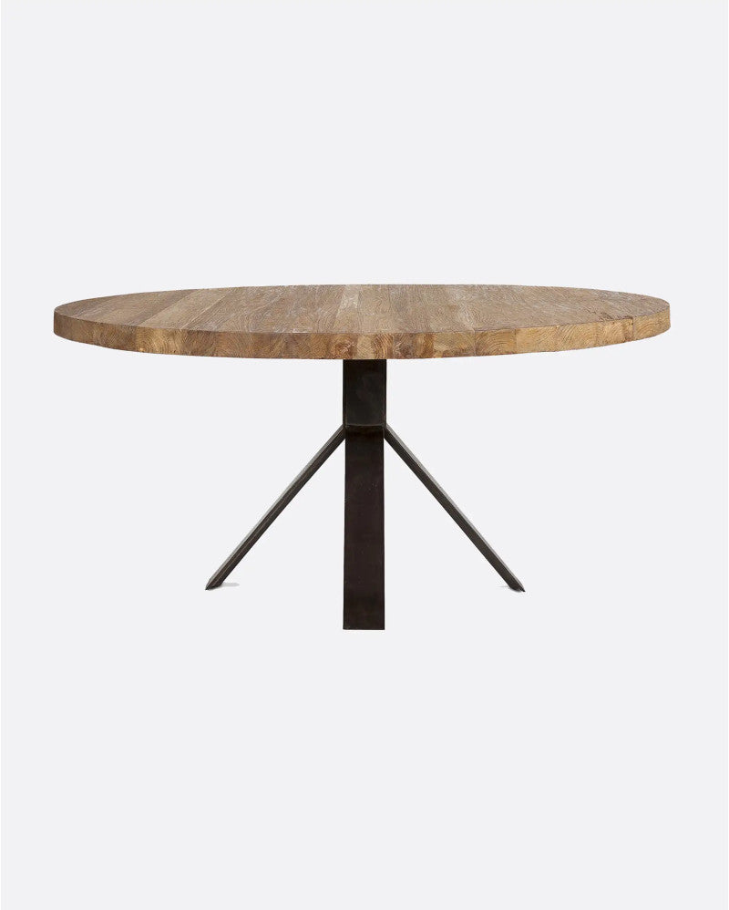 Mesa de comedor de teca reciclada con pie de hierro Jati