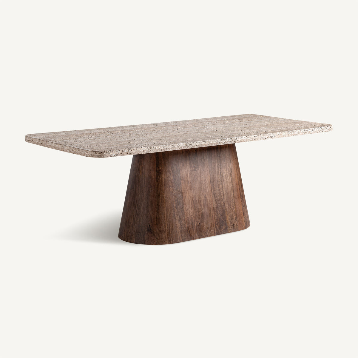 Mesa de comedor de travertino y mango Fondón