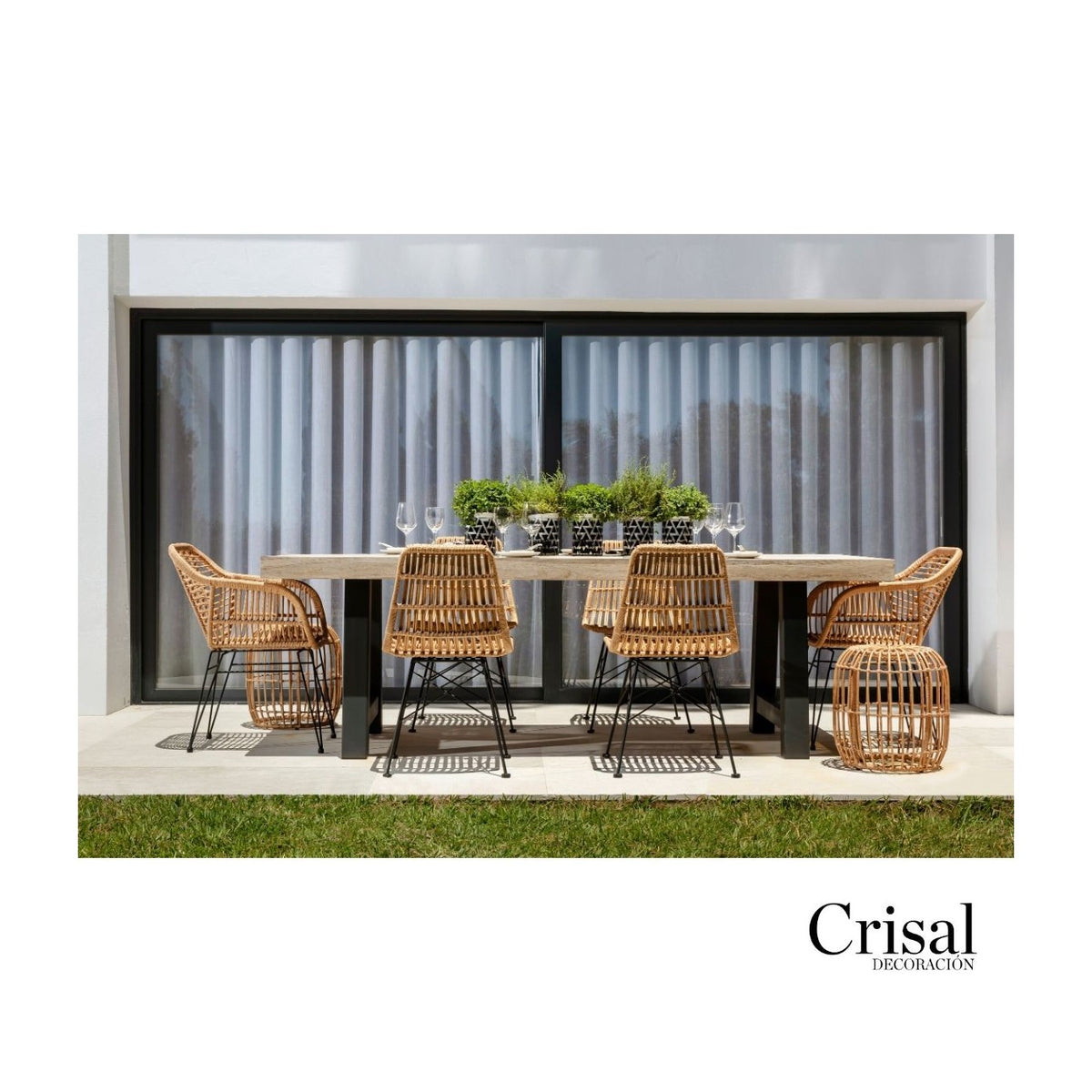 Mesa de comedor de exterior grafito y teca envejecida Almuñécar