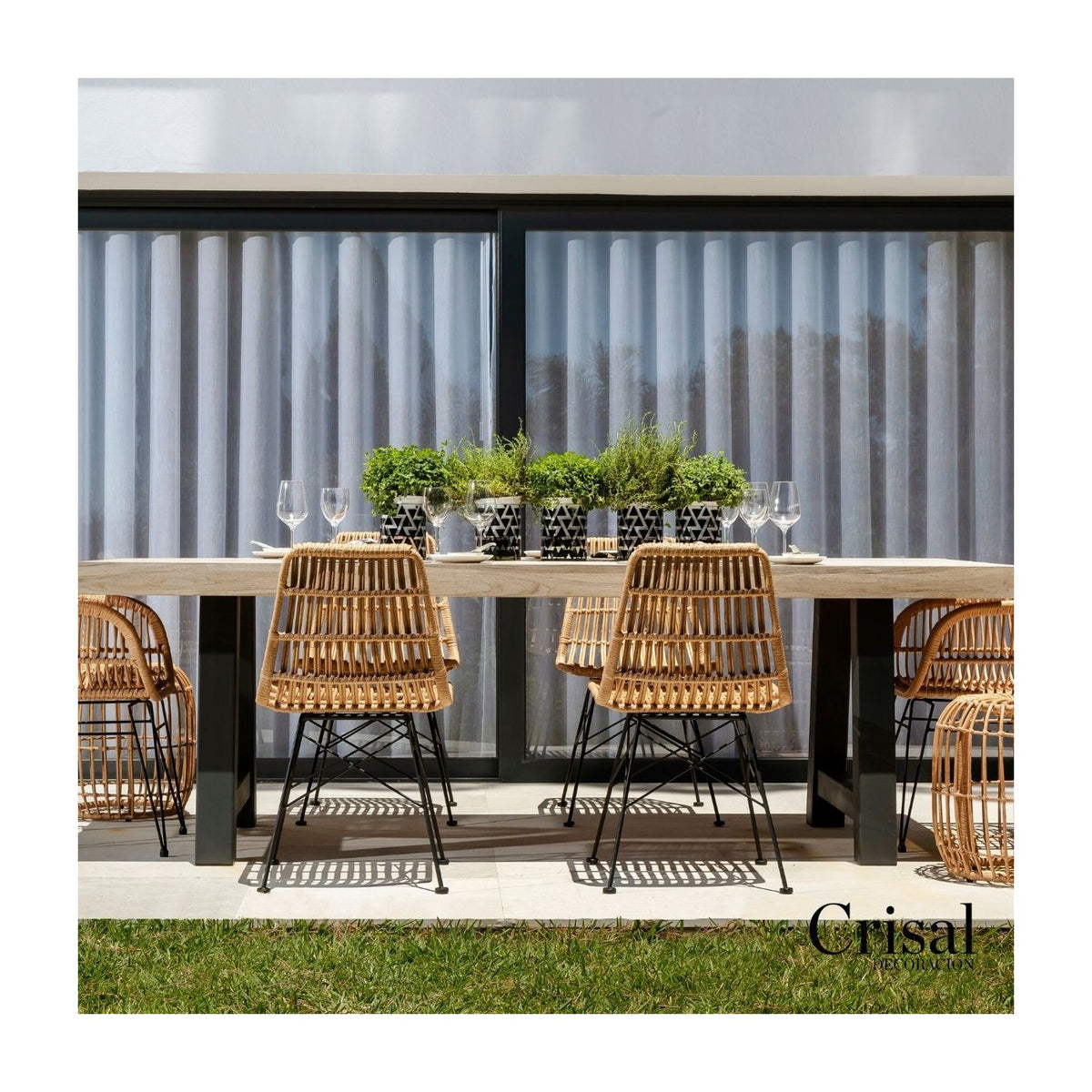 Mesa de comedor de exterior grafito y teca 300 cm Salobreña
