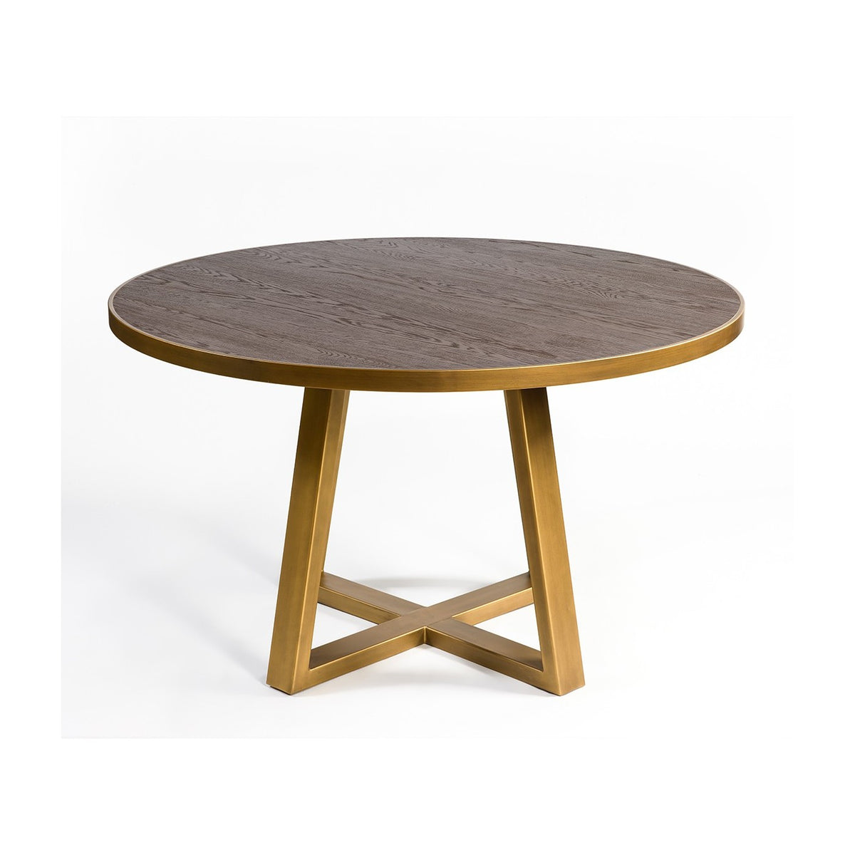 Mesa de comedor redonda de madera y metal rosado Sotogrande