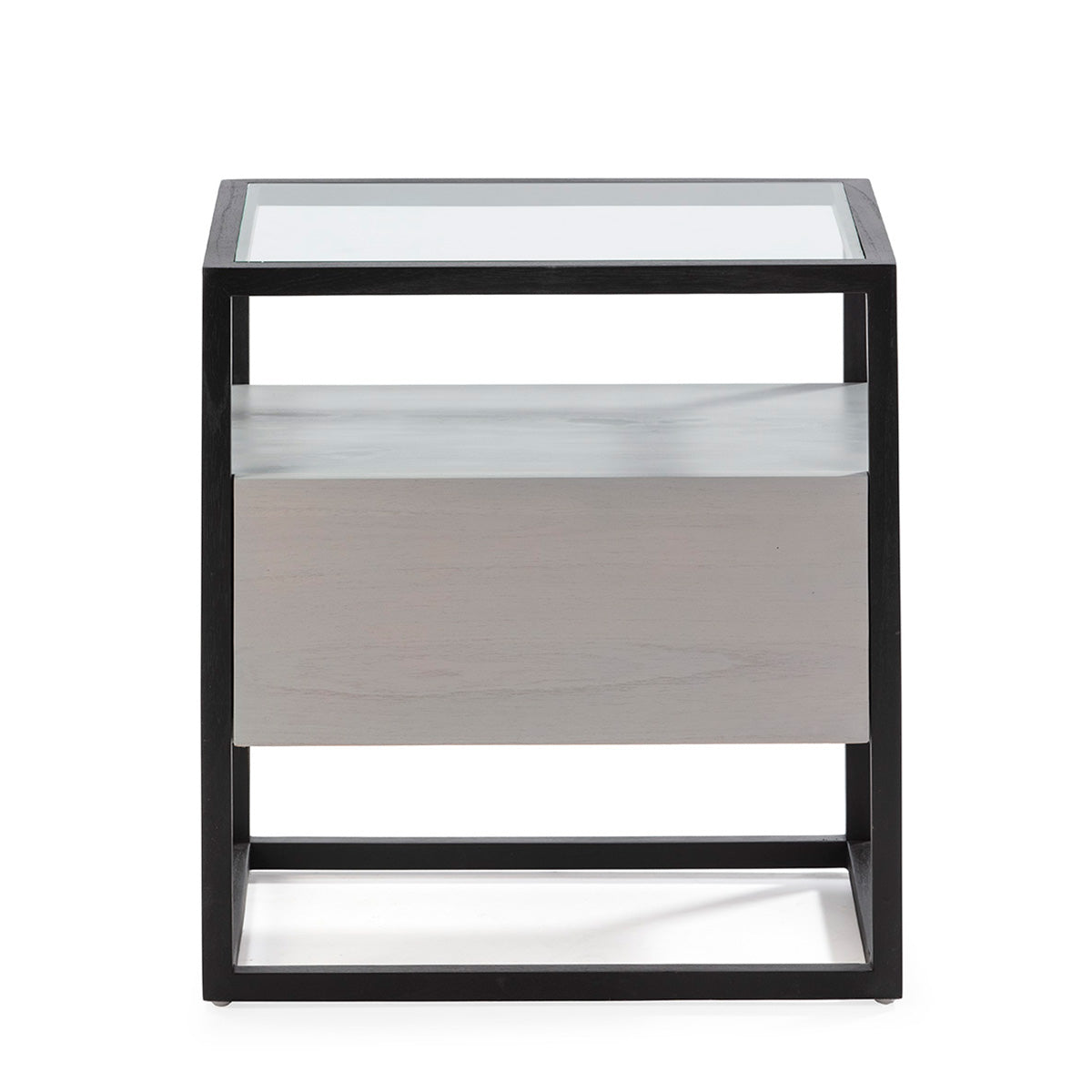 Mesita de noche de cristal y madera Errenteria
