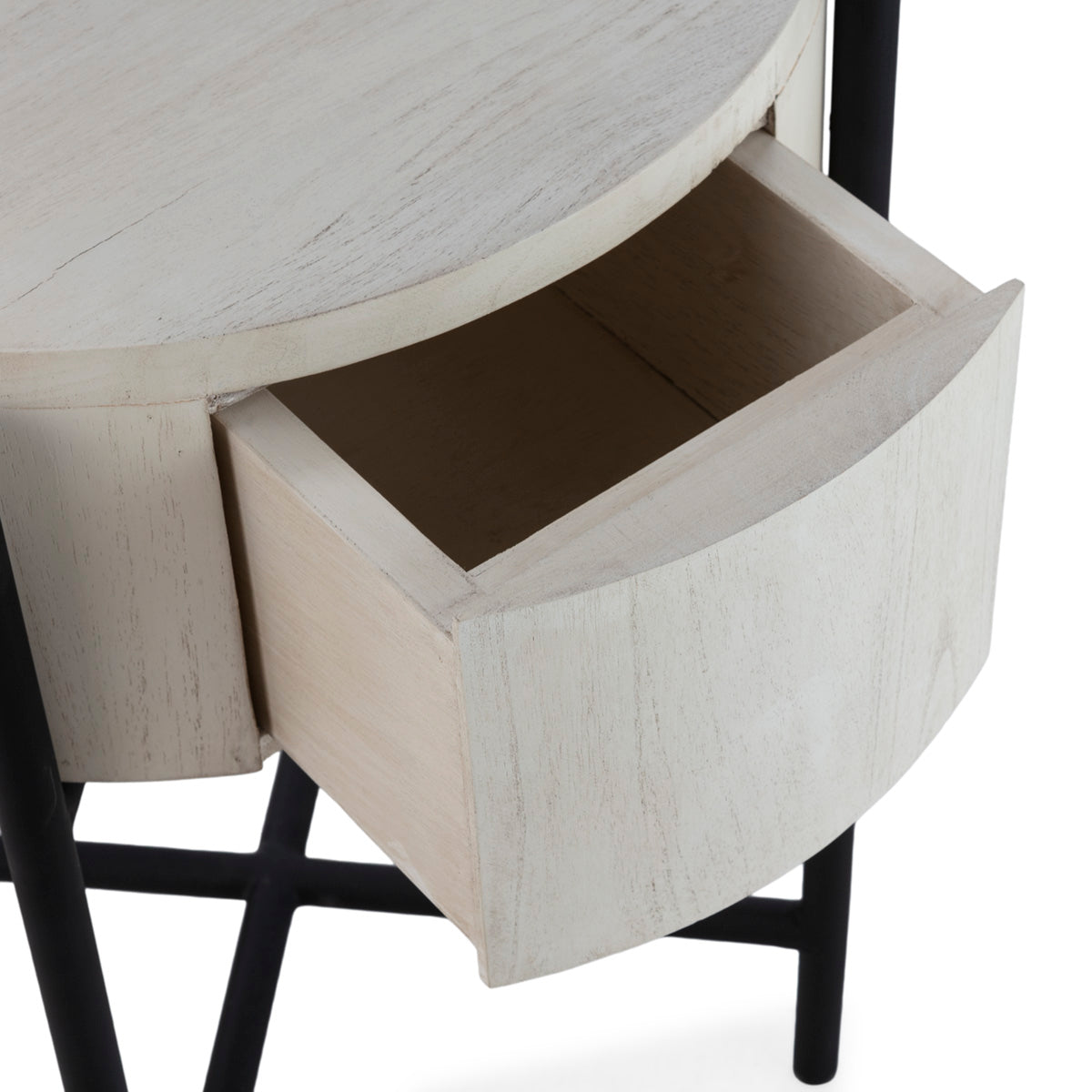 Mesita de noche de madera de cedro y metal Santafé