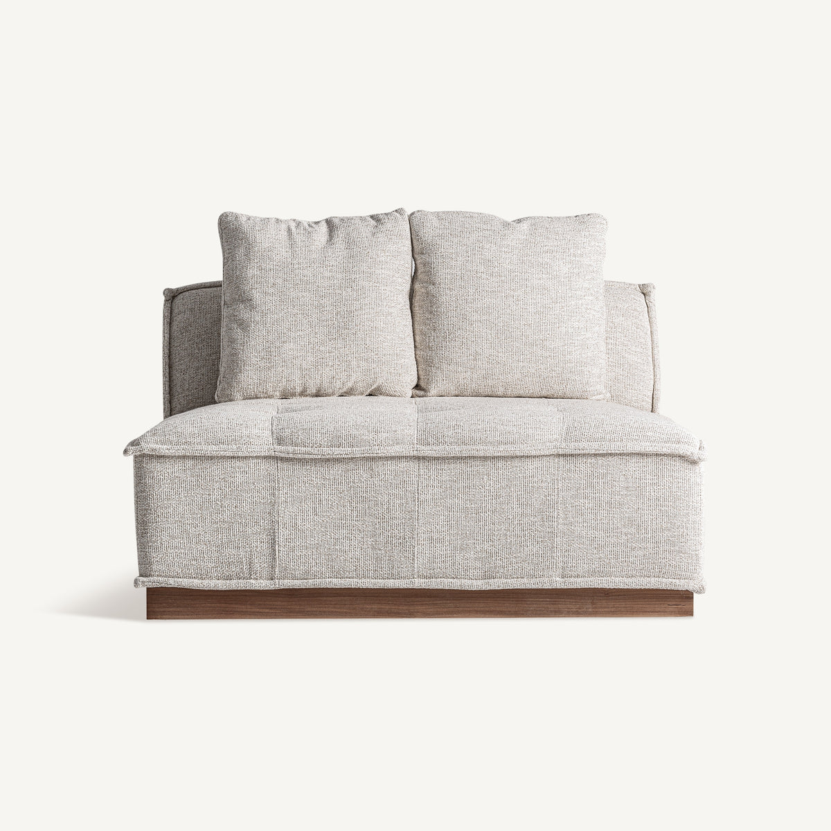 Módulo central de sofá tapizado y teca Ferragudo beige