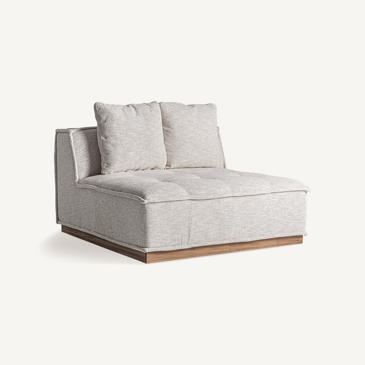 Módulo central de sofá tapizado y teca Ferragudo beige