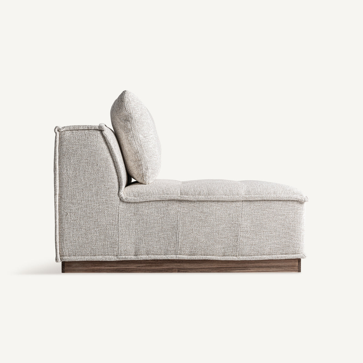 Módulo central de sofá tapizado y teca Ferragudo beige
