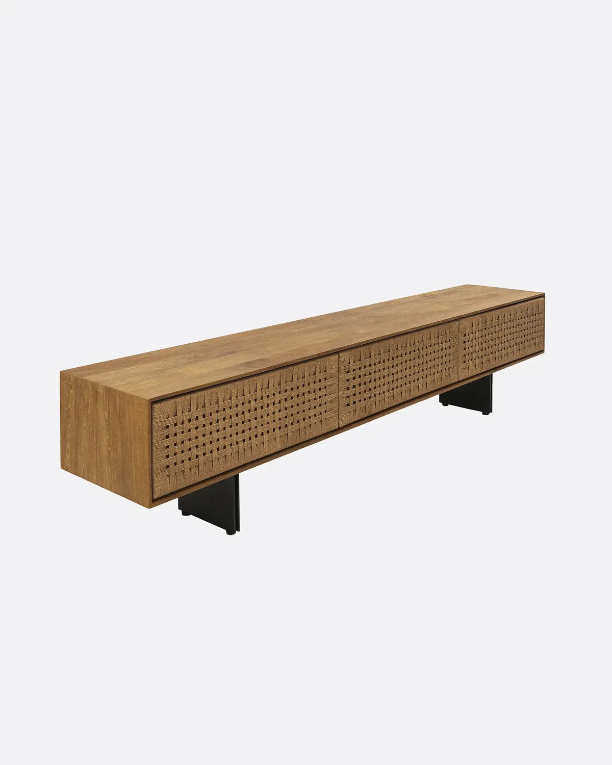 Mueble de televisión de teca reciclada y cuerda de papel Cora