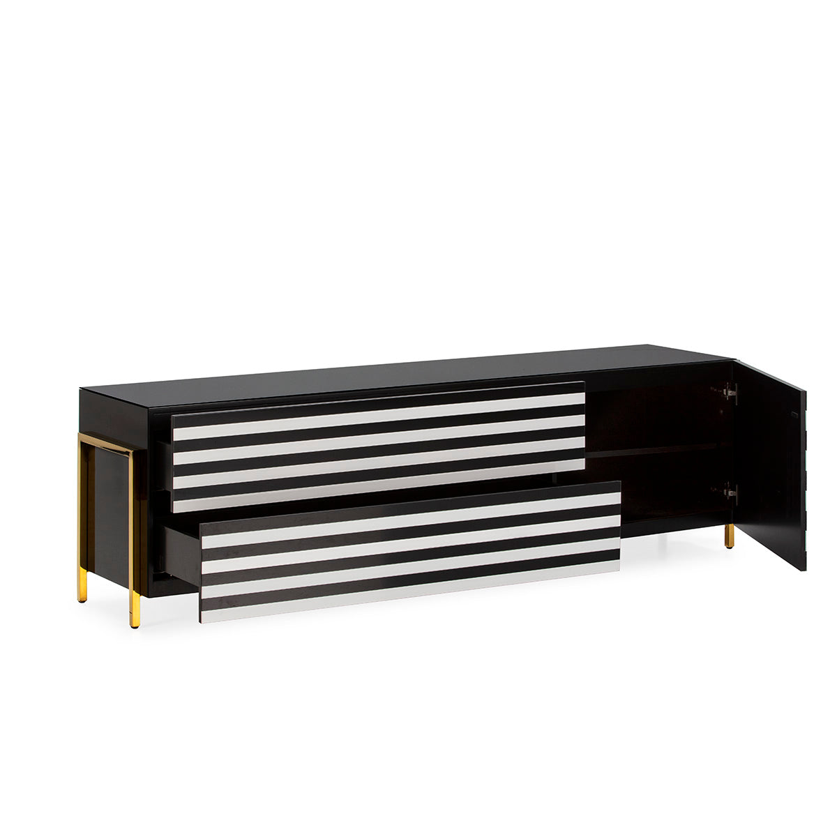 Mueble de TV de cristal y acero Paranhos