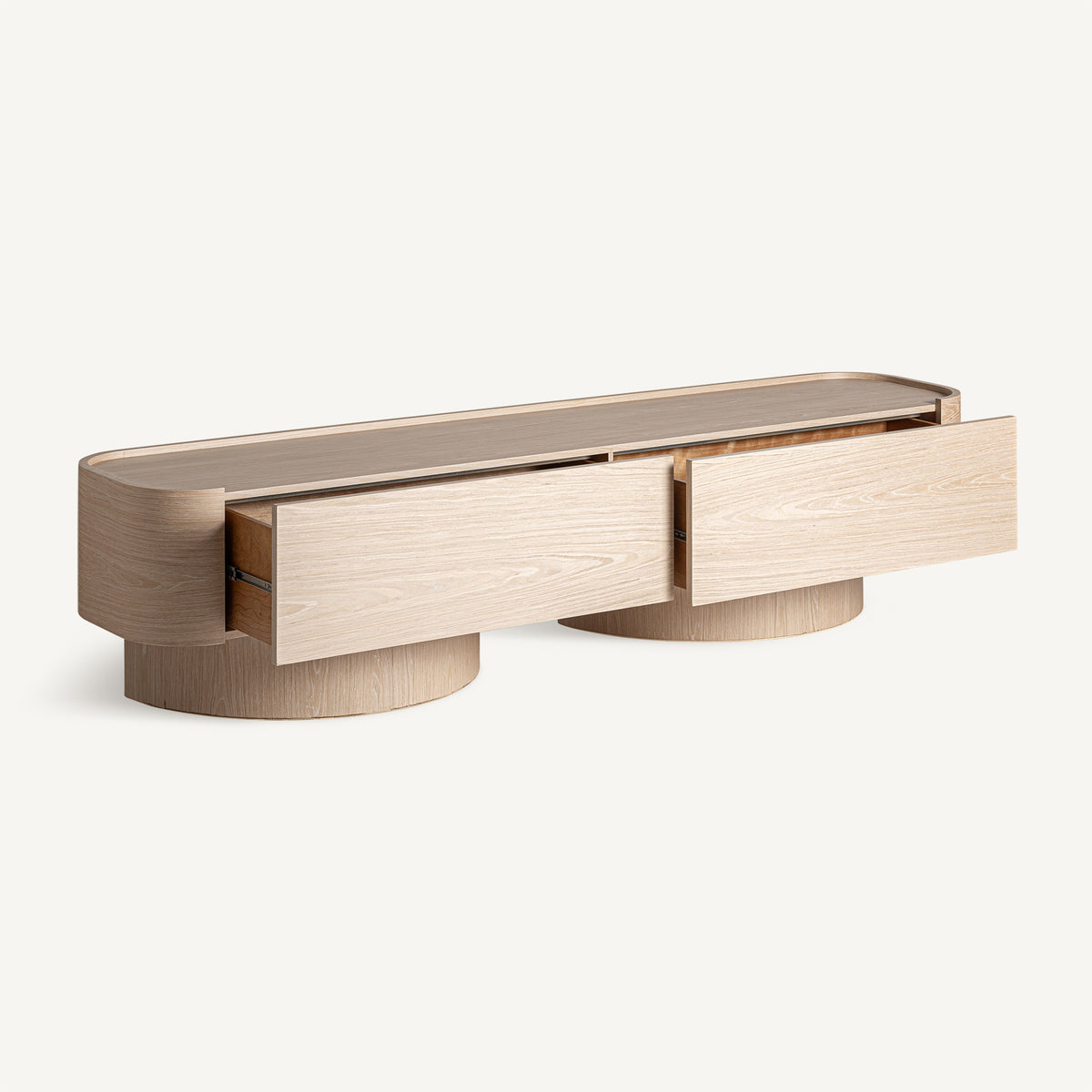 Mueble TV de roble color crema Guincho