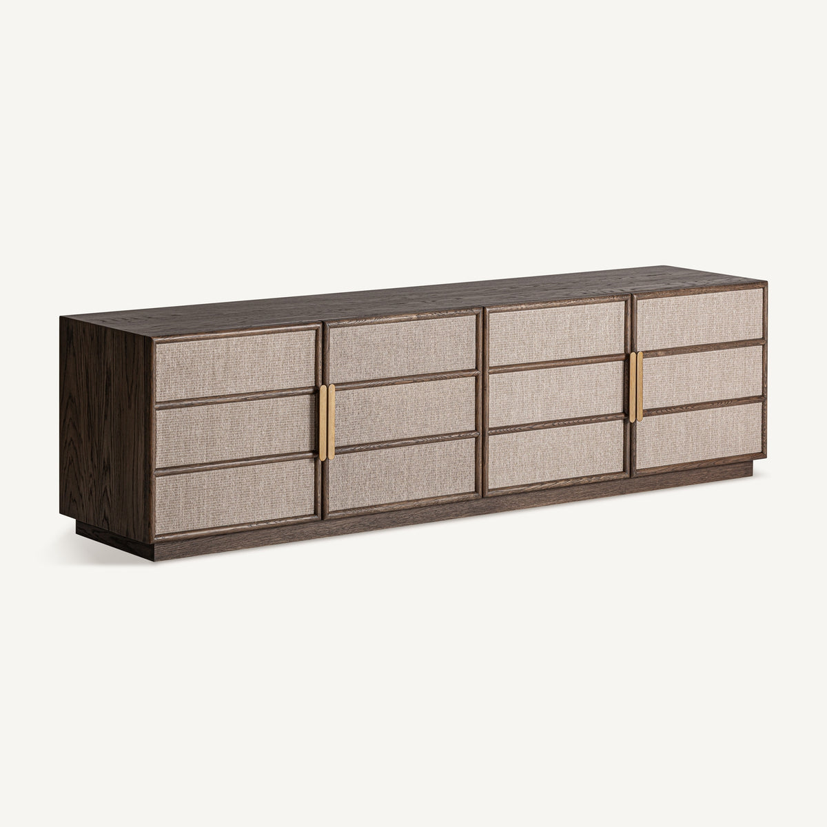 Mueble TV de roble color nogal y hierro dorado Canyamel
