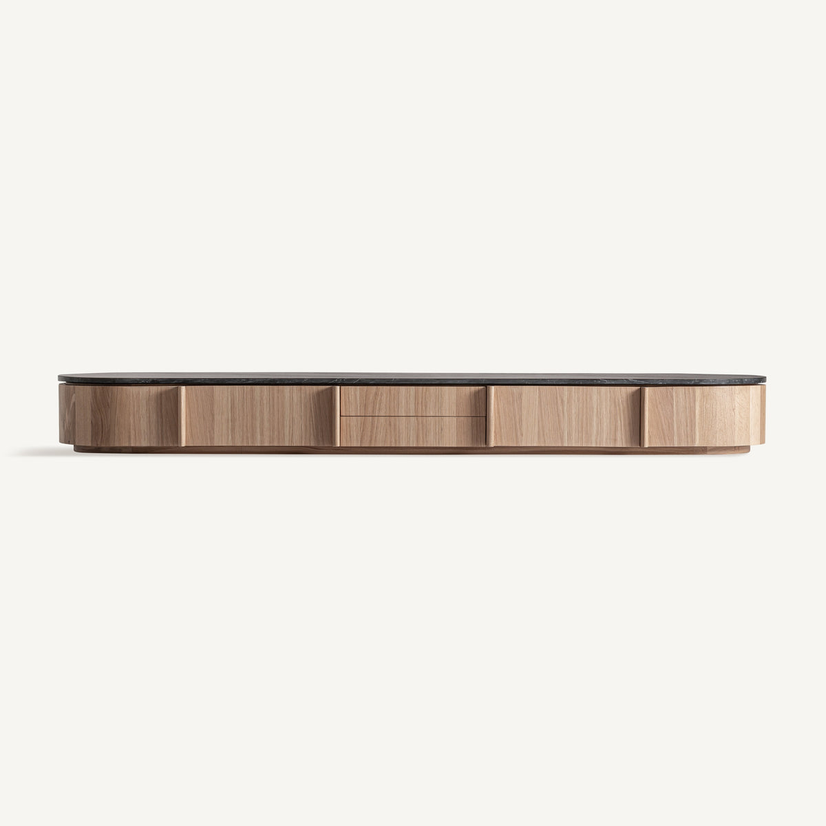 Mueble TV de roble y mármol negro Sines