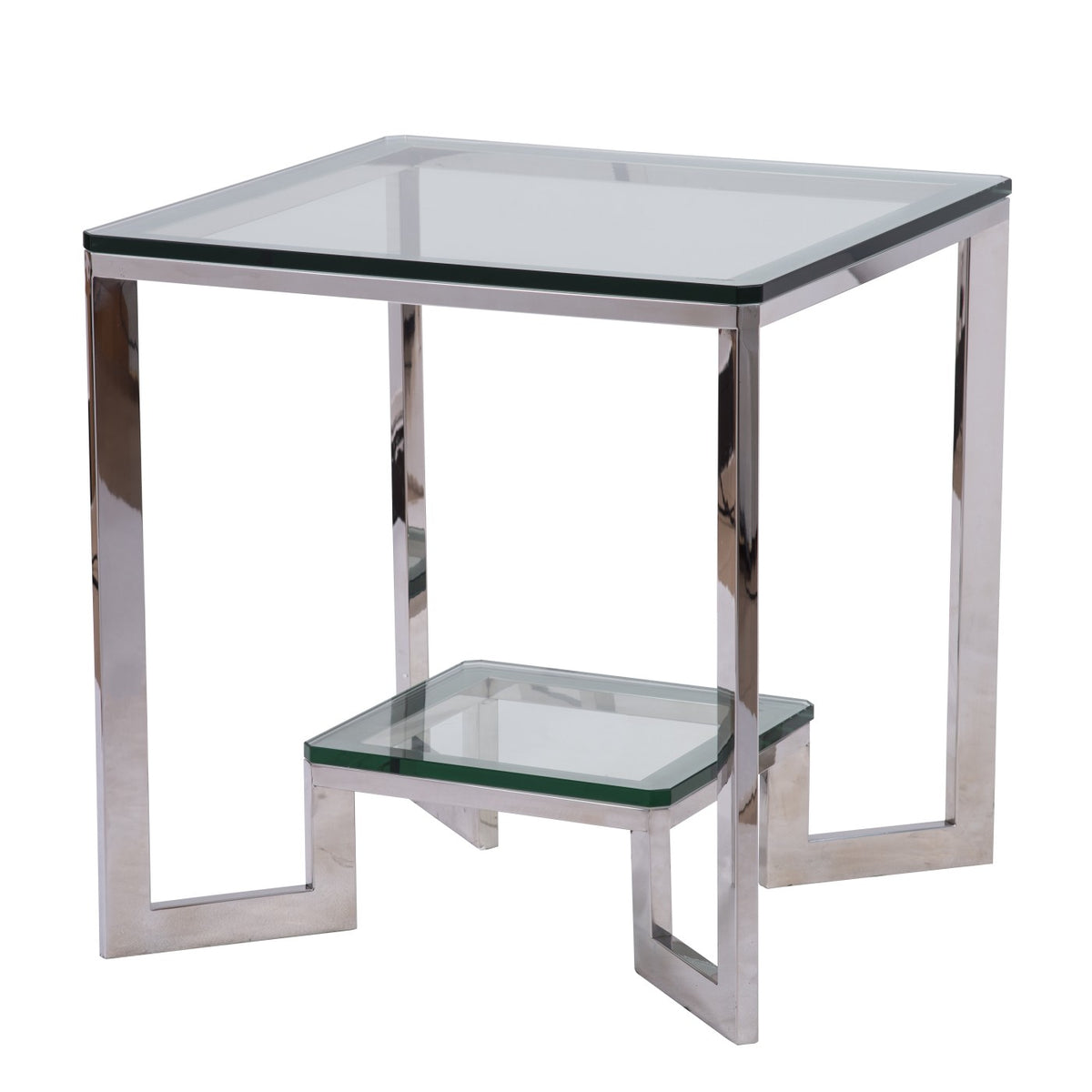 Mesa auxiliar de acero y cristal Atajate