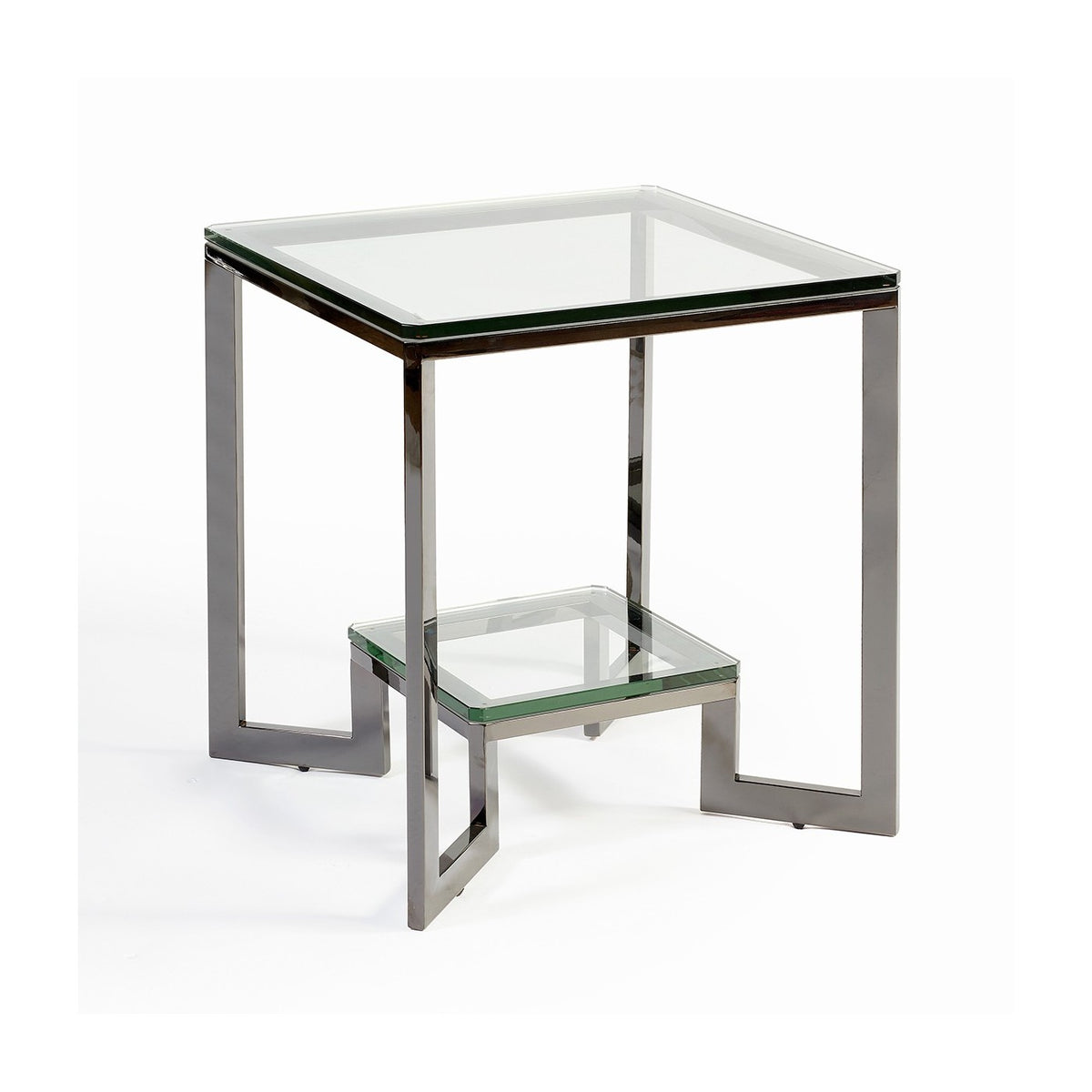 Mesa auxiliar de acero y cristal Atajate