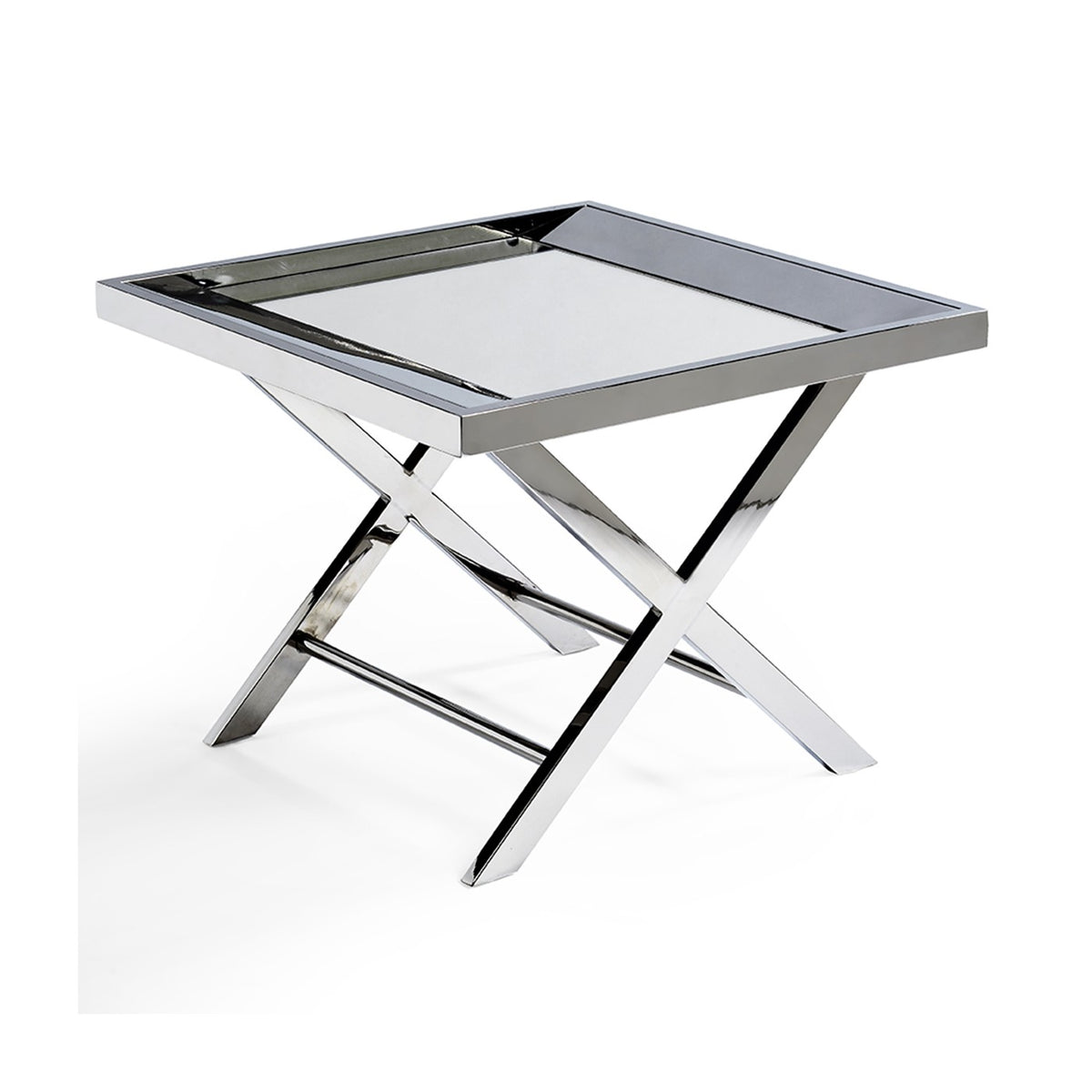 Mesa auxiliar de acero y espejo Cómpeta