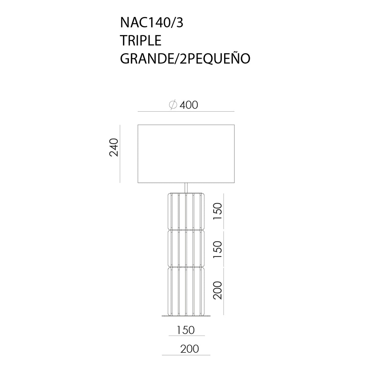 Lámpara de Sobremesa Pire Triple - NAC140/3