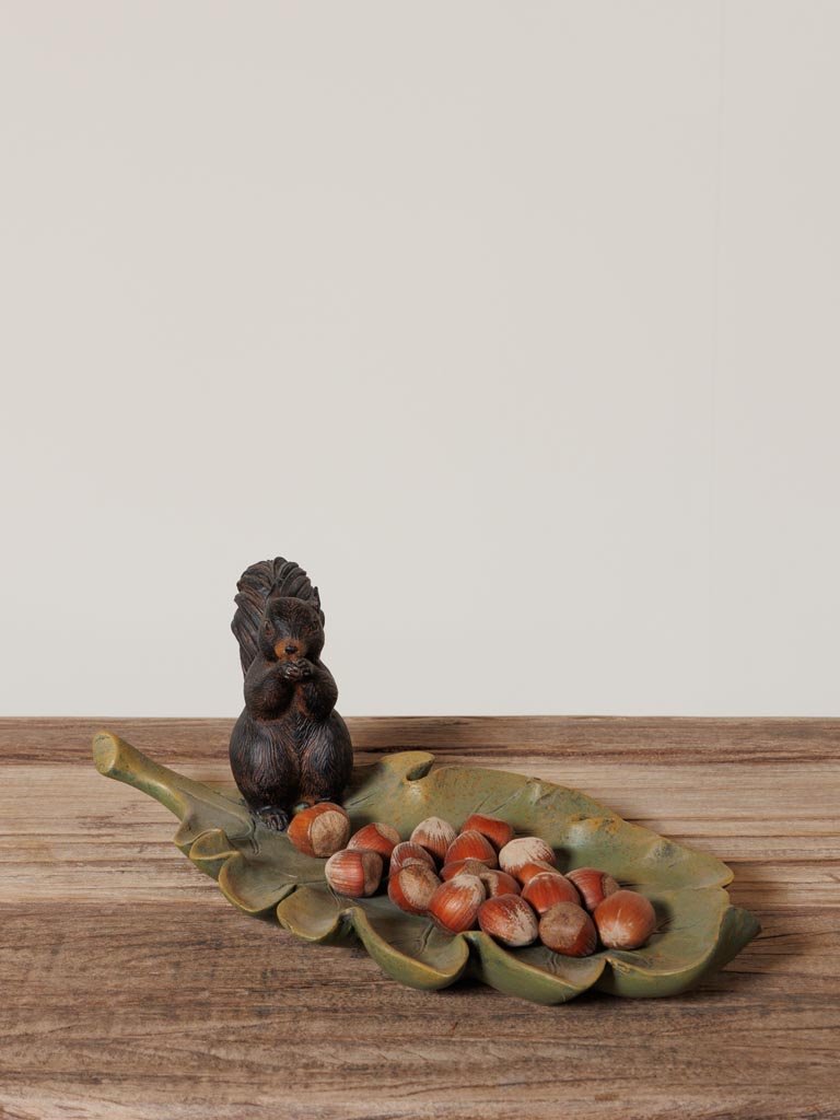 Plato Decorativo Hoja y Ardilla - #pino_y_jacaranda#
