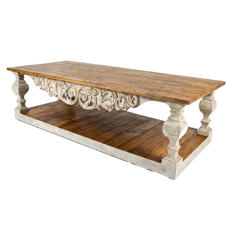 Mesa de centro de olmo y madera frutal Pantaleu