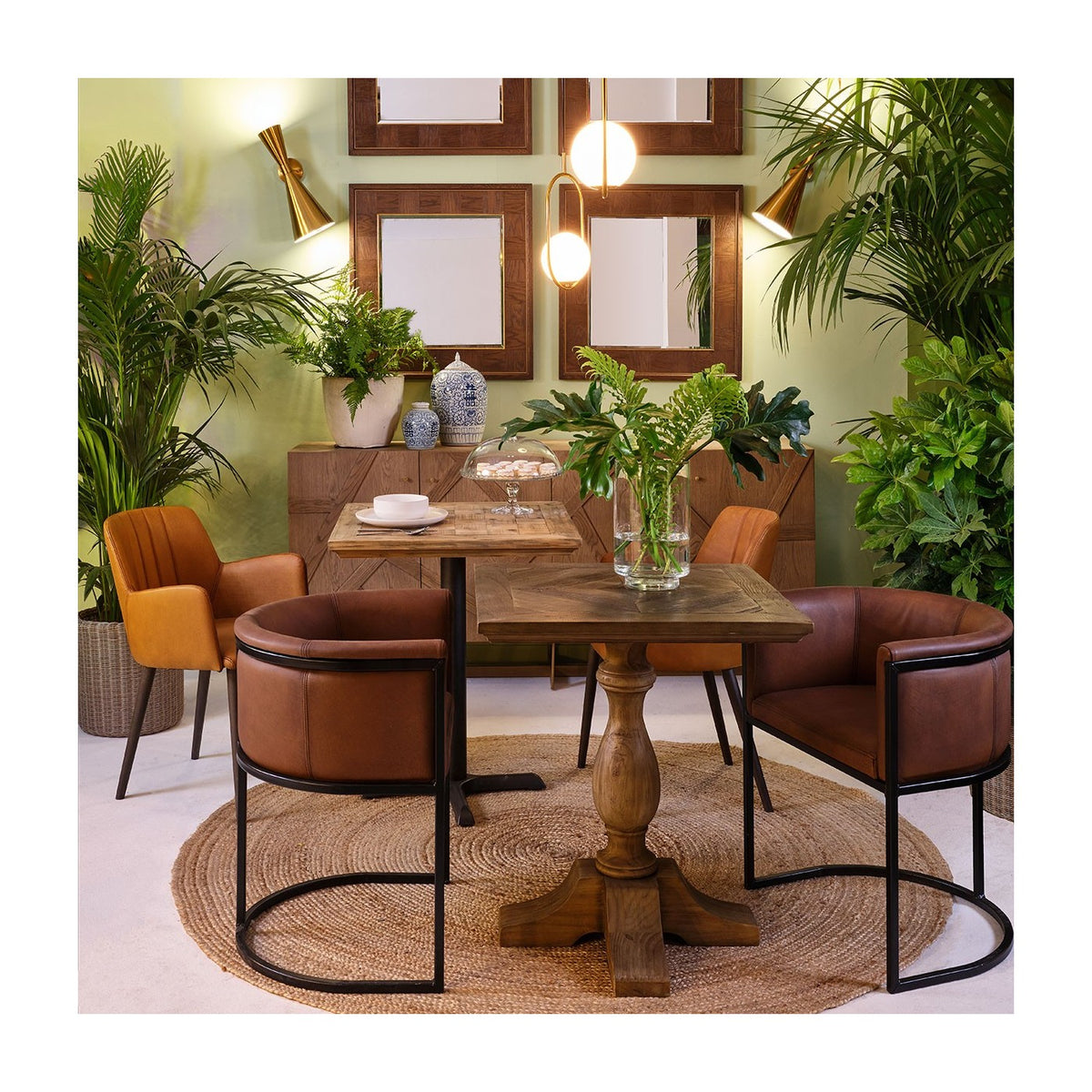Mesa de comedor cuadrada de pino reciclado Riogordo