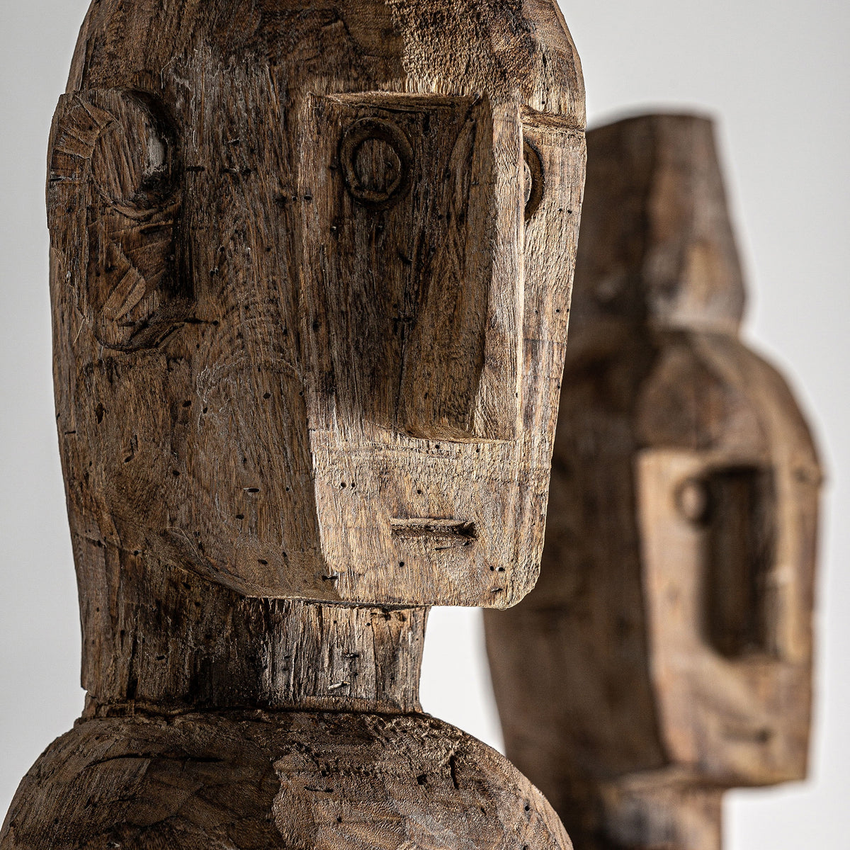 Set de 2 esculturas de madera de teka Samos