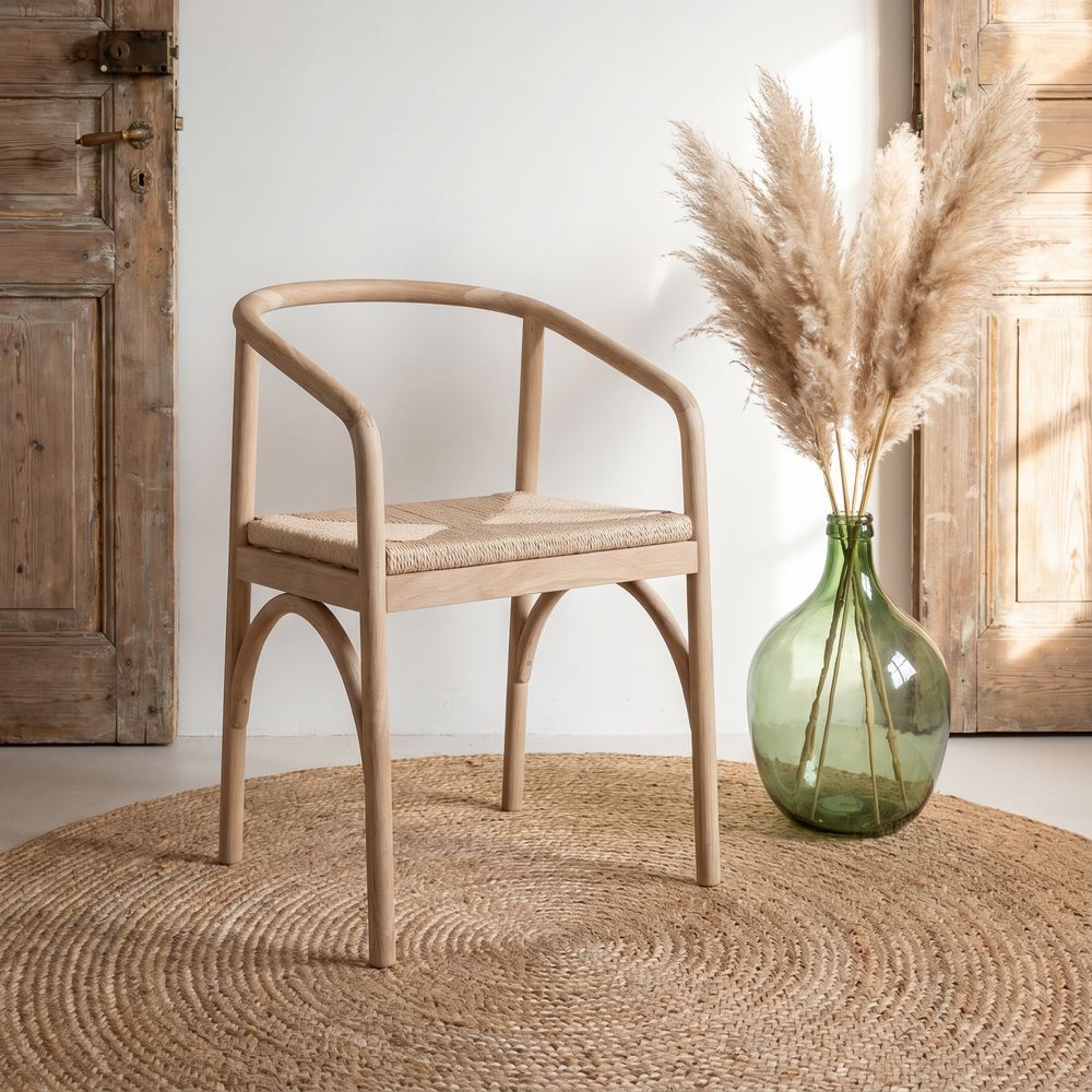 Set de 2 sillas con brazos de roble Denebola