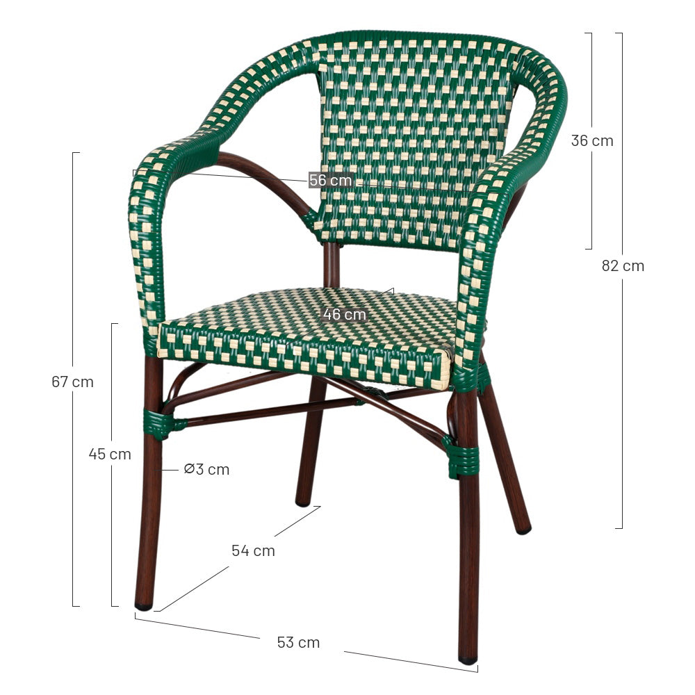 Set de 2 sillas de exterior con brazos Guido