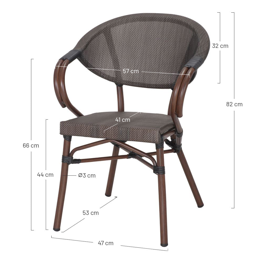 Set de 2 sillas de exterior de aluminio con brazos Imelda
