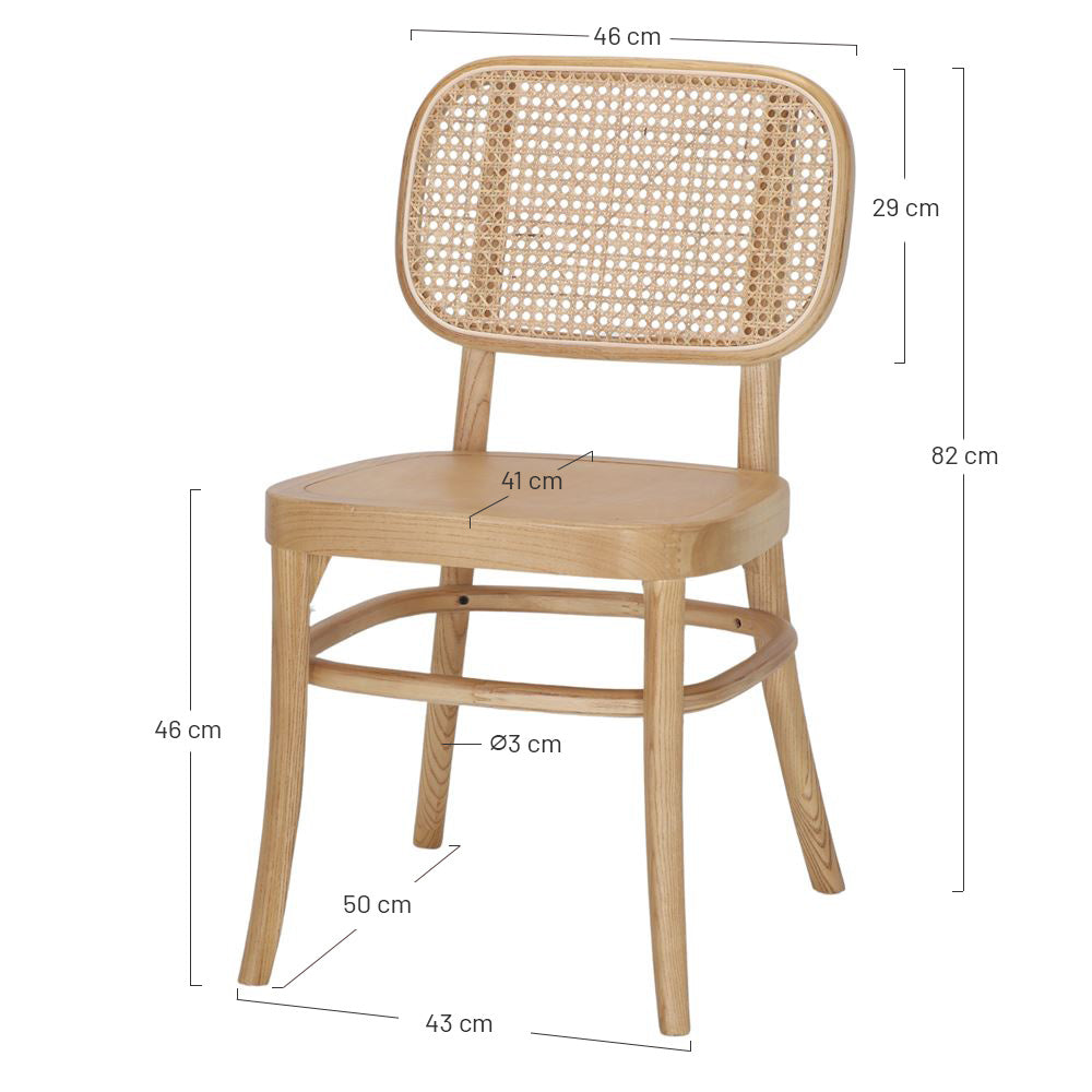 Set de 2 sillas de madera de olmo y rejilla Heitor