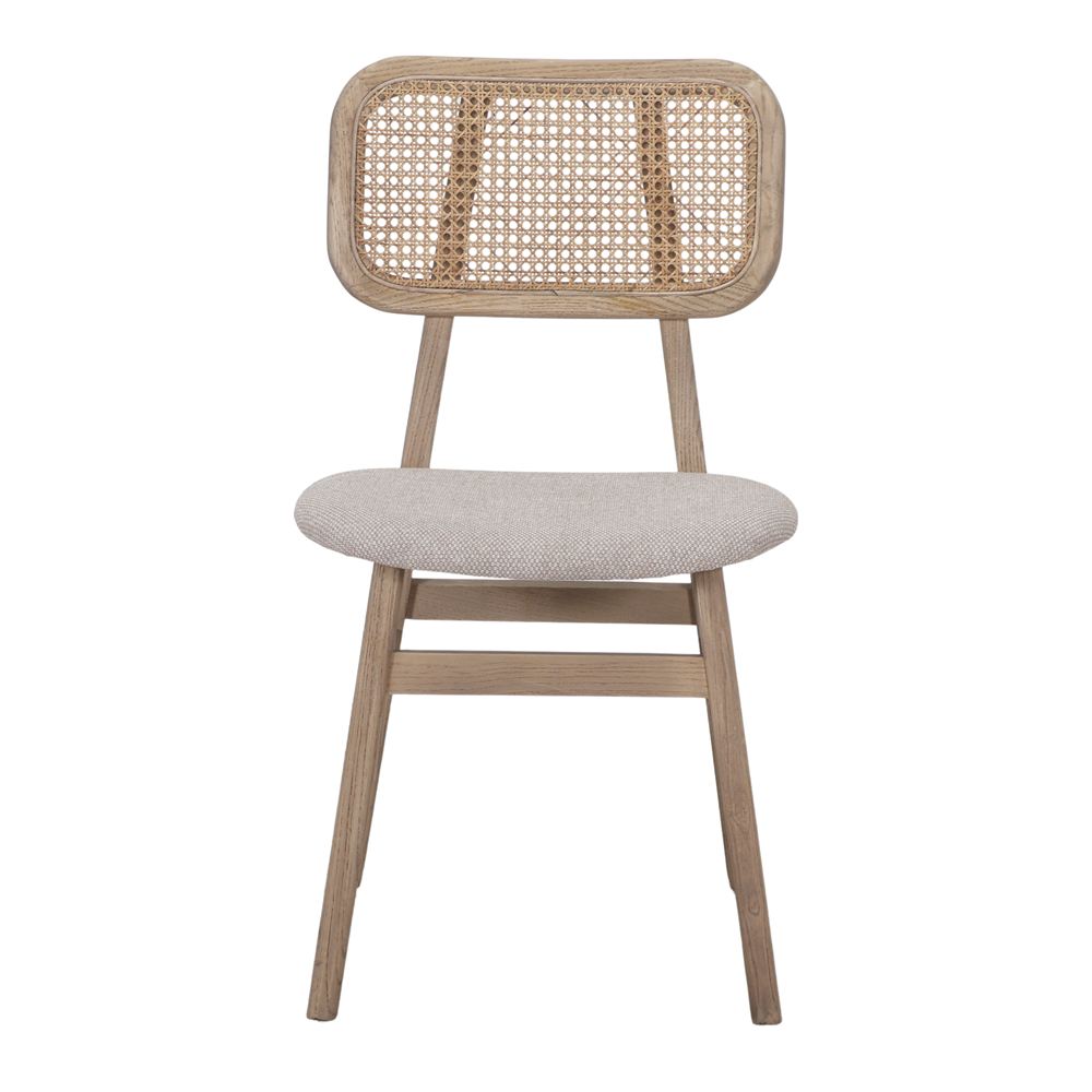 Set de 2 sillas de olmo con asiento tapizados Gomeisa