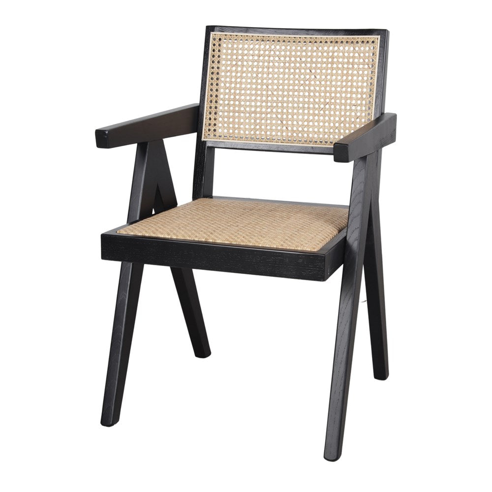 Set de 2 sillas de olmo y rejilla con brazos Iker